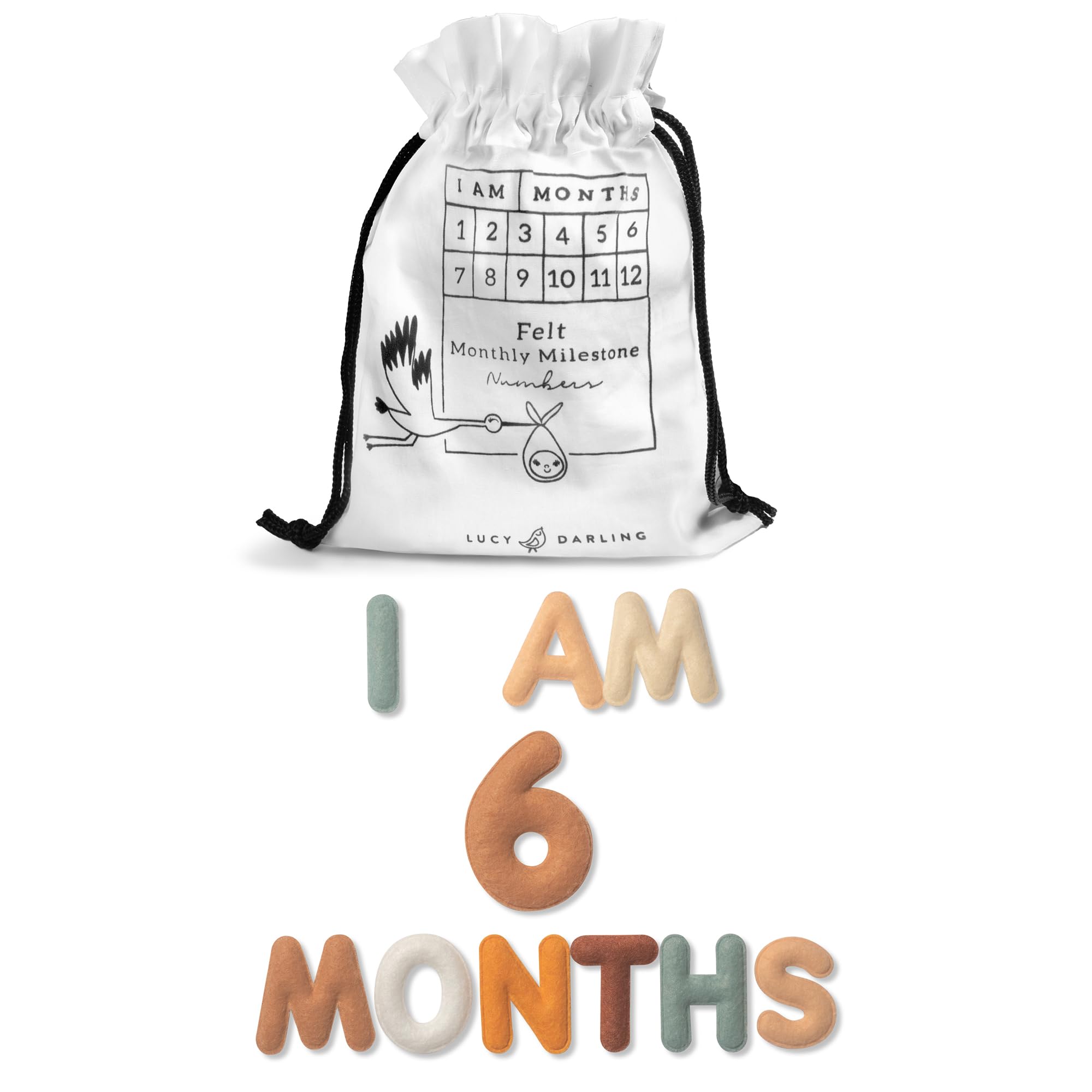 Lucy Darling Felt Baby Monthly Milestone Decor, Neutral Letters & Numbers, Newborn Photography Props, Baby Shower Gifts For Baby