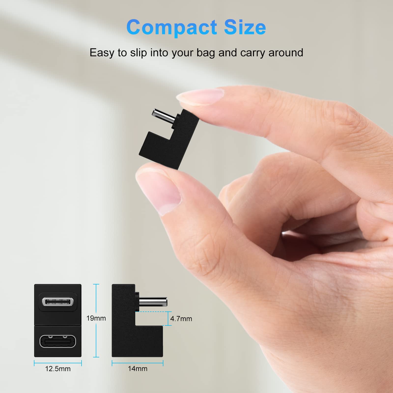 Usb C 180 Degree Angled Adapter, U Shape Usb C 3.1 Male To Female Adapter, Type C Angled Adapter Data Transfer Connector Compati