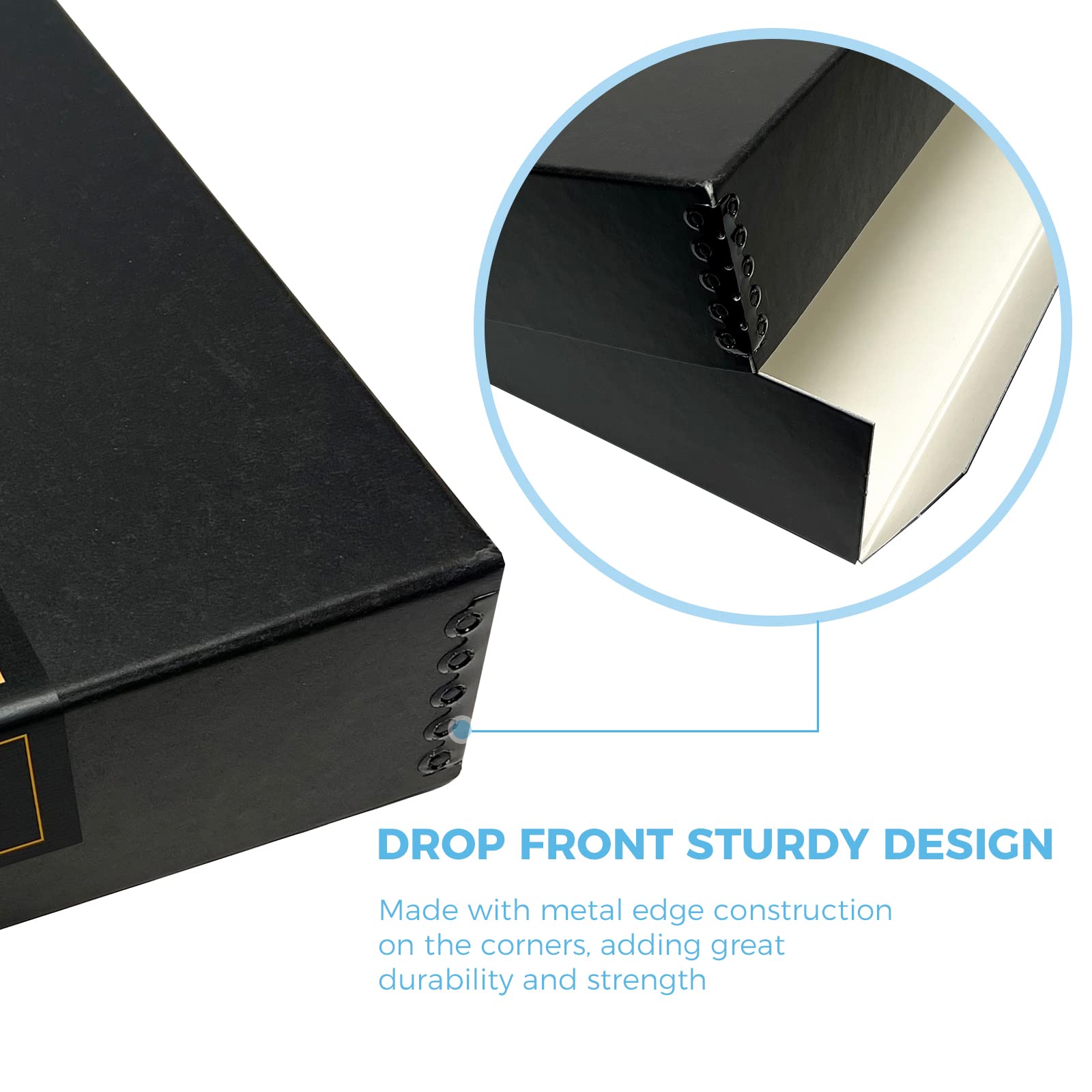 Lineco 12X12 Archival Scrapbook Storage Box, Acid Free Drop Front Box With Removable Lid. Preserves Photos, Documents, Crafts, Cards, Magazines, Prints, Albums And Paper Projects, Black