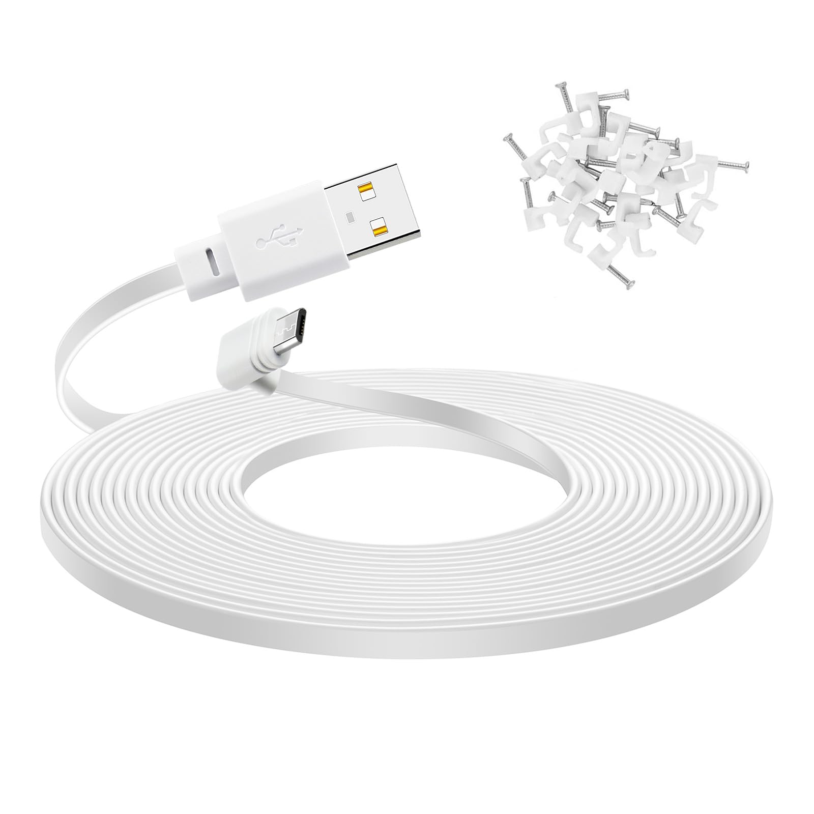 Yeaoi 30 Ft Extension Cable For Wyze Cam Pan V3, 90 Degree Micro To Usb Power Cord For Cam V3 Pro 2K Home Security Camera, White
