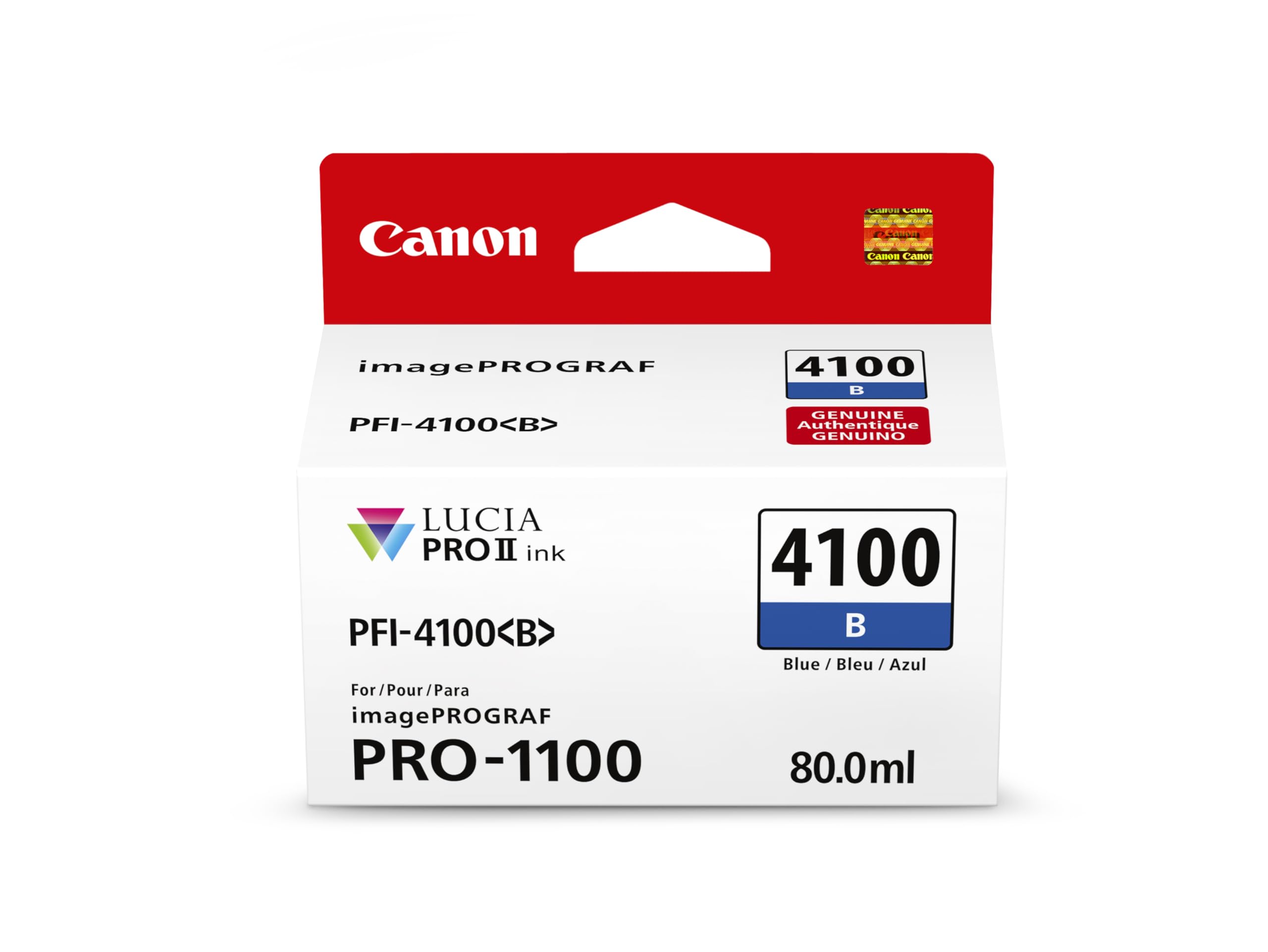 Canon PFI-4100 Genuine Blue Ink Tank, Compatible with imagePROGRAF PRO-1100 Printers