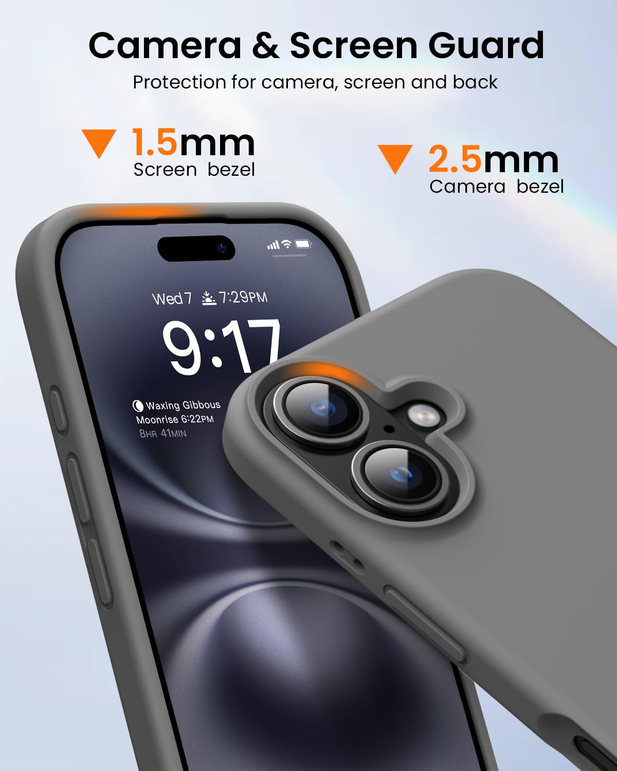 Ouxul Designed For Iphone 16 Case,Shockproof Liquid Silicone Protective Phone Case With Soft Anti Scratch Microfiber Lining Ultr