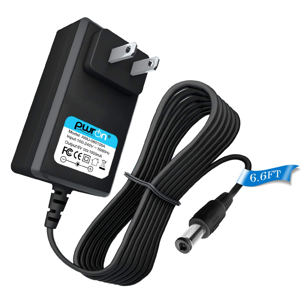 Pwron 6V Ac Dc Adapter Charger Compatible With Fisher Price Cradle Swing,Rainforest Cradle Swing,Butterfly Ocean Wonders Replacement Switching Power Supply Cord (With 5.5Mm / 2.5Mm Barrel Plug Tip)