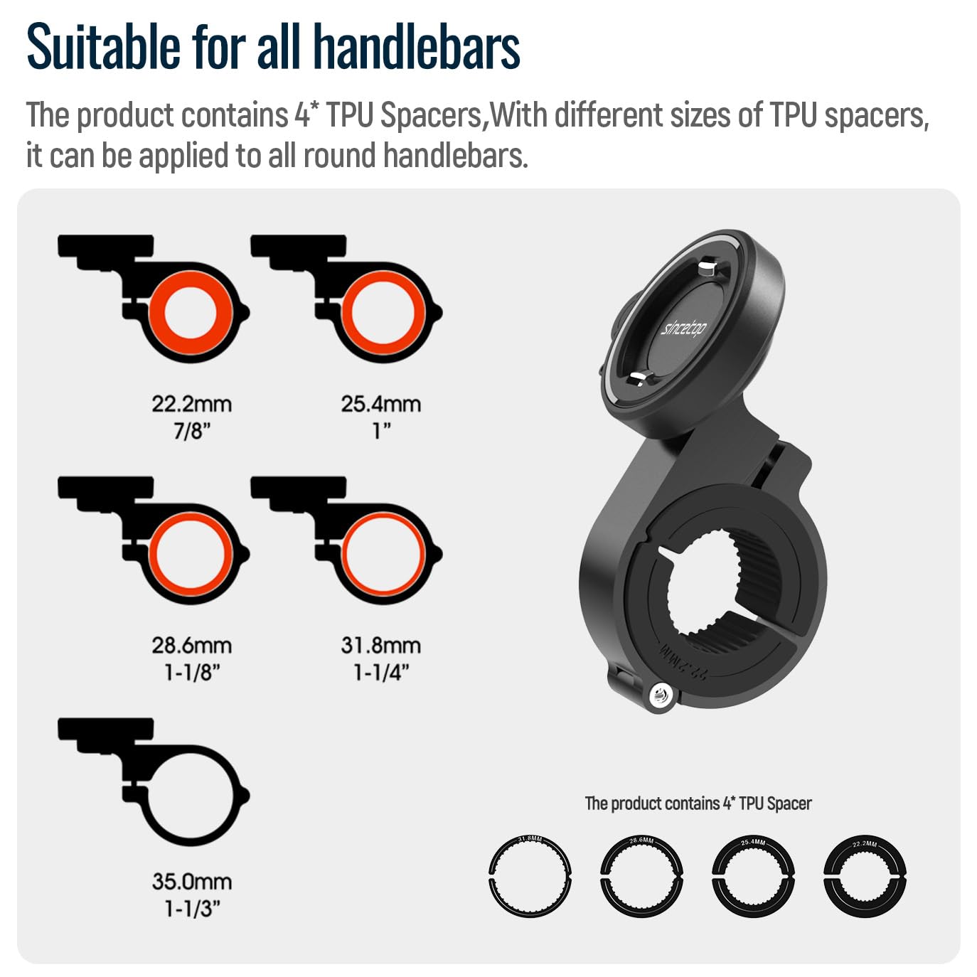 Bike Phone Mount,Motorcycle Phone Holder With Universal Adapter,Out Front Bicycle Handlebar Mount For Mountain Bike,Scooter,Elec