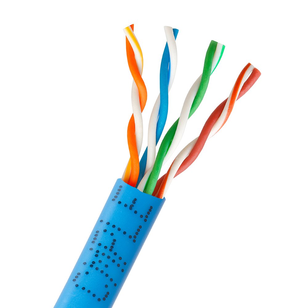 Cmple   Plenum Cat5E Bulk Cable Utp 24Awg Cmp Rated Bare Copper 1000Ft Solid Blue