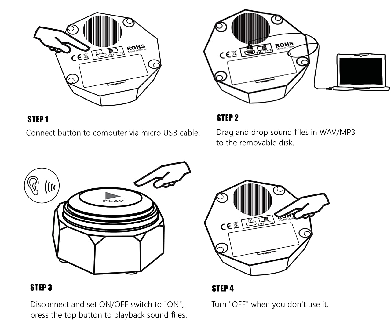 Ribosy Usb Sound Button   Make Your Own Button By Uploading Audio Files   Support 100+ Recordings   Top Recordable Quality Playb