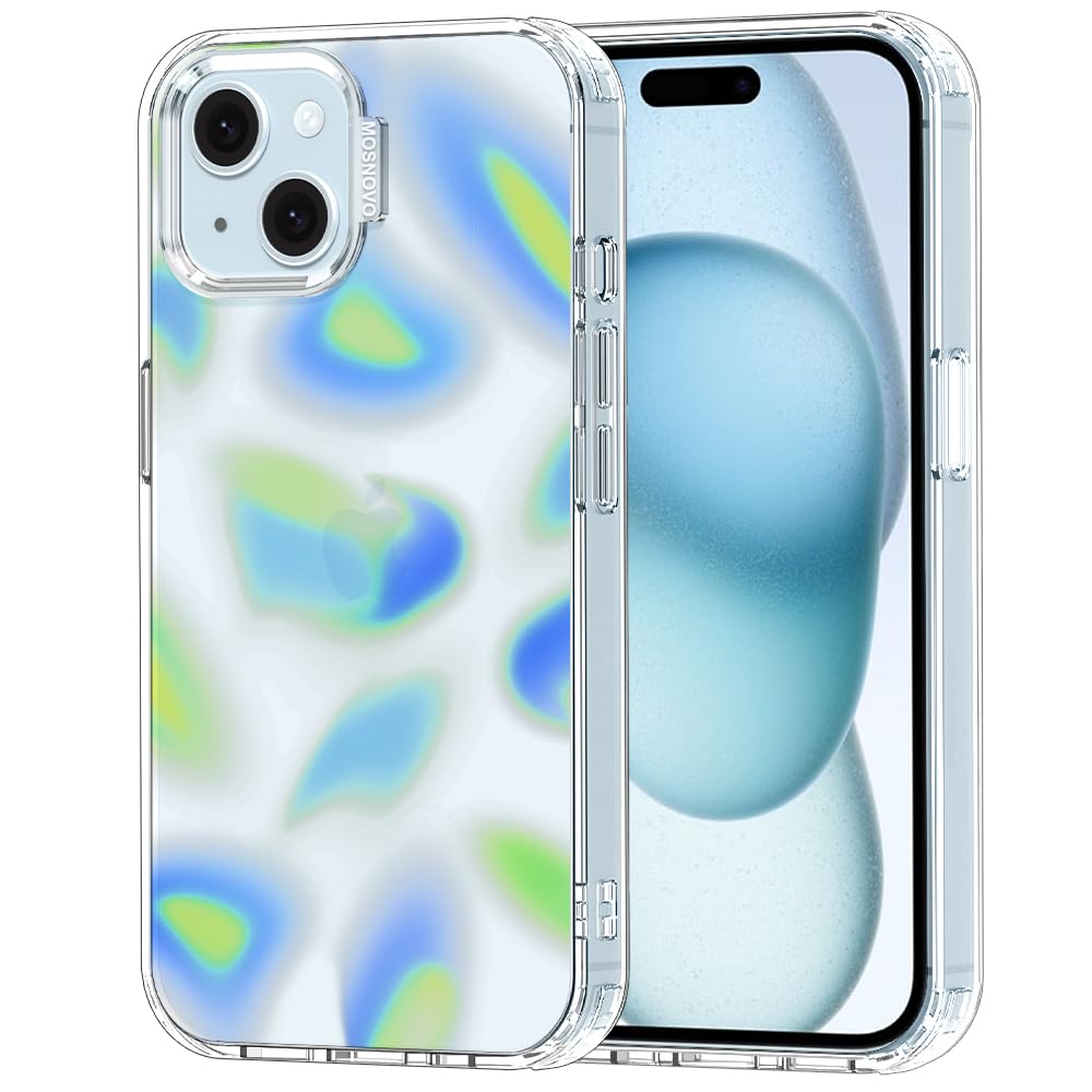 MOSNOVO for iPhone 15 Case, Shockproof Military-Grade Protection 6.6ft Drop Tested, Clear Phone Case for iPhone 15, Azure Fade D
