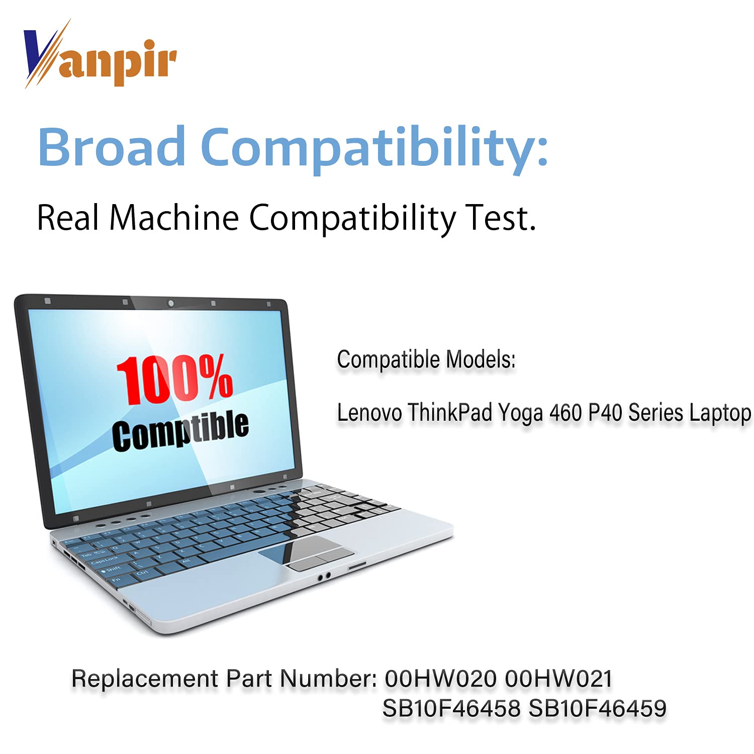 Vanpir 00Hw020 Sb10F46458 Laptop Battery 11.4V 53Wh 4540Mah Replacement For Lenovo Thinkpad Yoga 460 P40 Series 00Hw021 Sb10F464