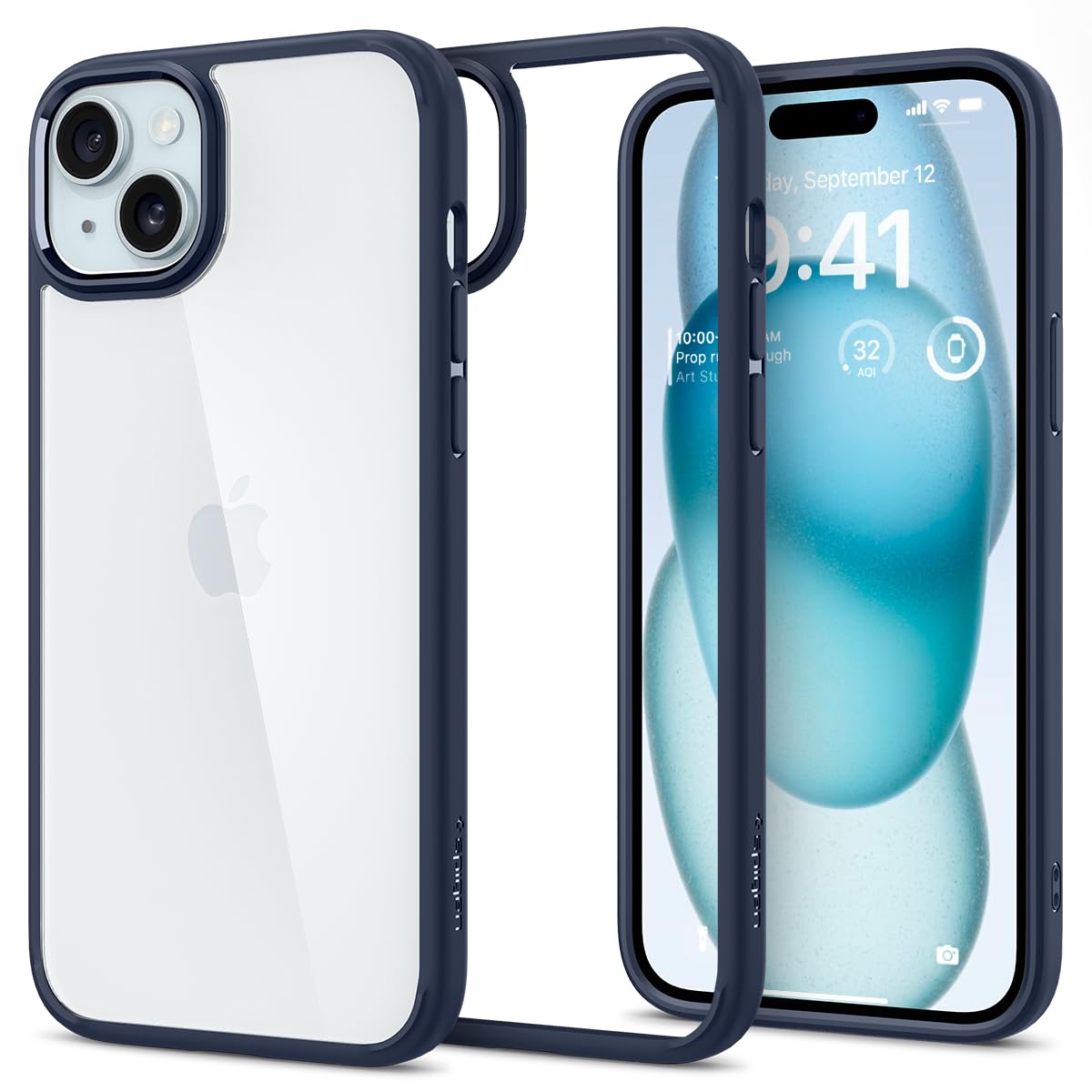 Spigen Ultra Hybrid Designed For Iphone 15 Case (2023) [Anti Yellowing], [Military Grade Protection]   Navy Blue