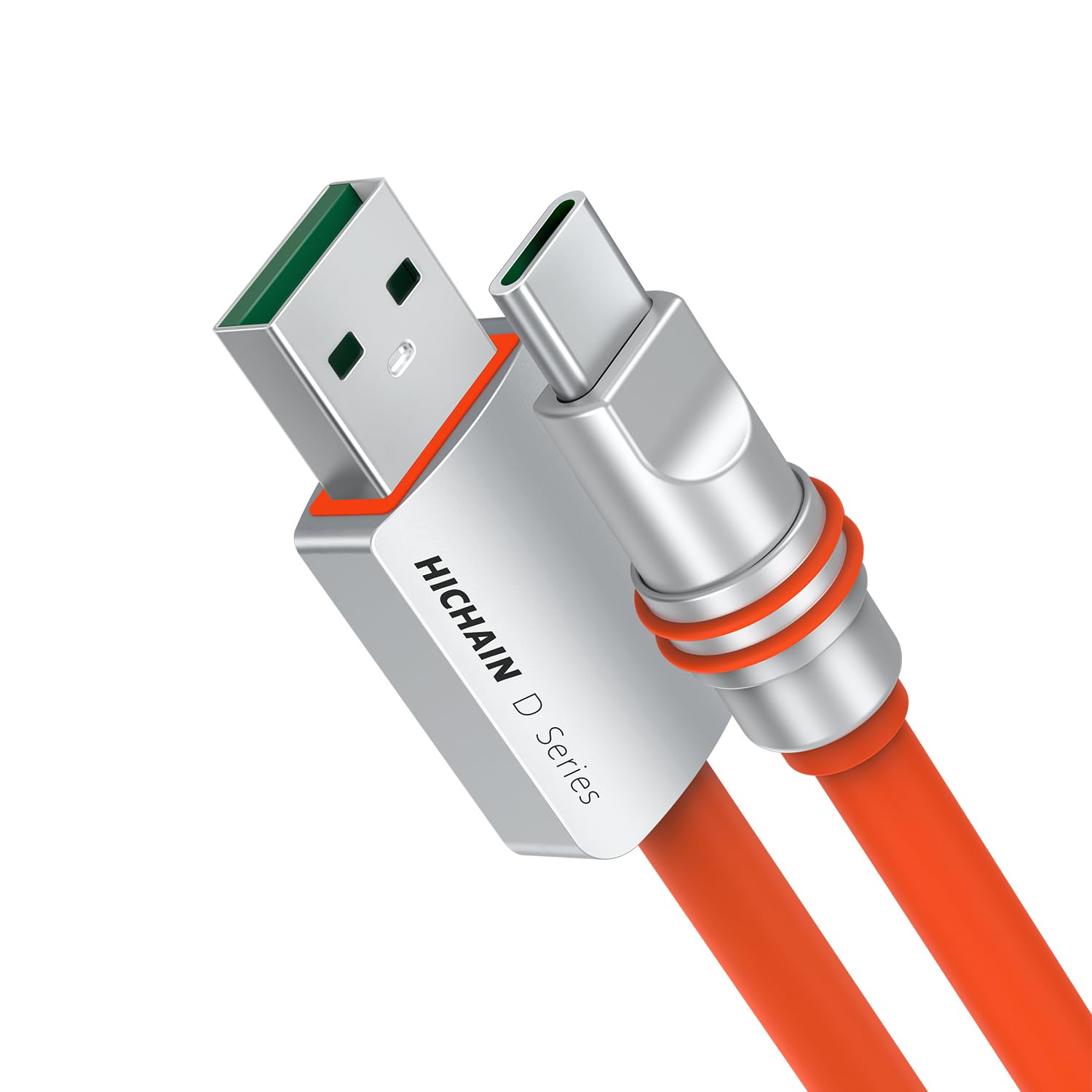 Hichain Usb C Charger Cable Orange 6.5 Ft, 100W Fast Charging Usb A To Usb C Chubby Cable Type C Cord Data Transfer For Phone Sa