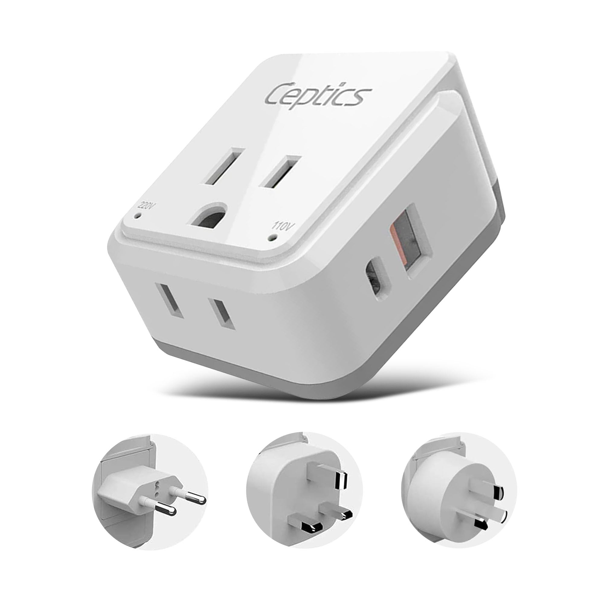 Ceptics China, Malaysia Power Adapter Travel Set, 20W Pd & Qc, Safe Dual Usb & Usb C 3.1A 2 Usa Outlet   Compact Use In Hong Kon
