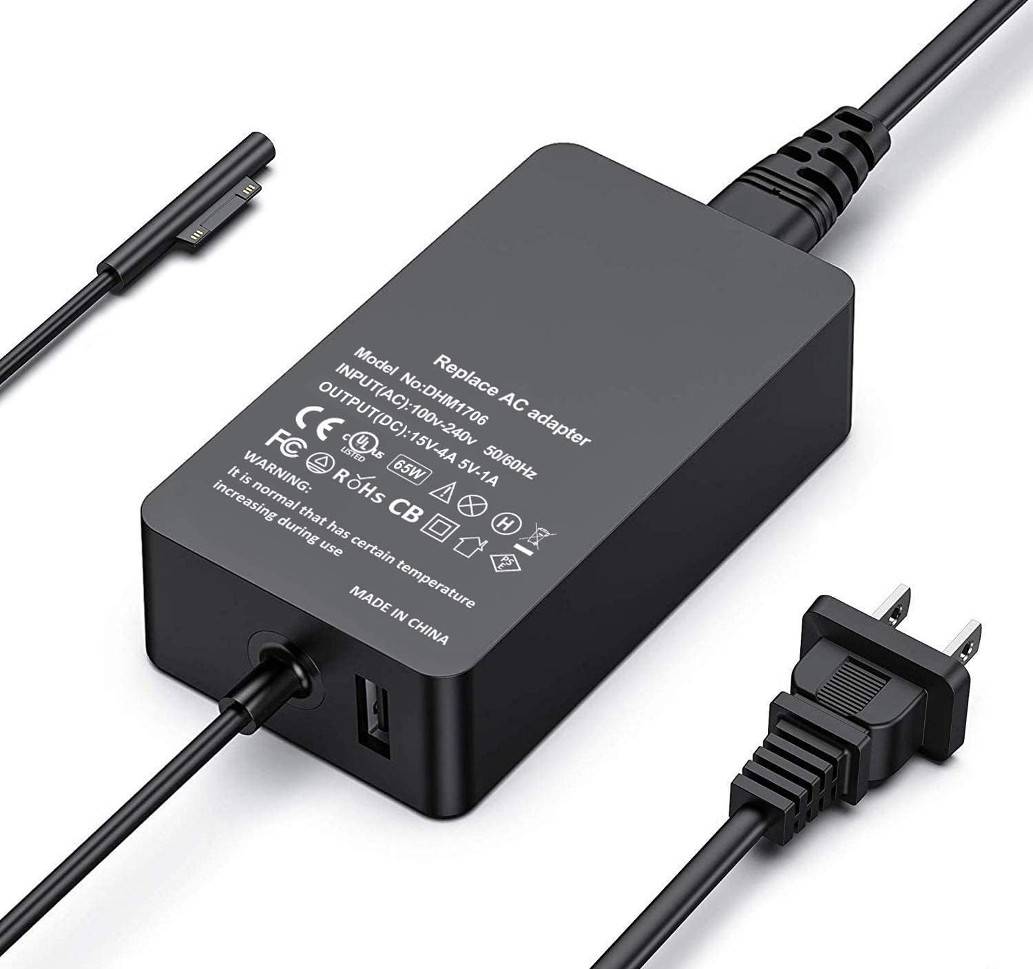 Surface Pro Charger 65W 15V 4A Surface Laptop Charger Replacement For Microsoft Surface Pro X/9/8/7/6/5/4/3 Surface Laptop1/2/3/