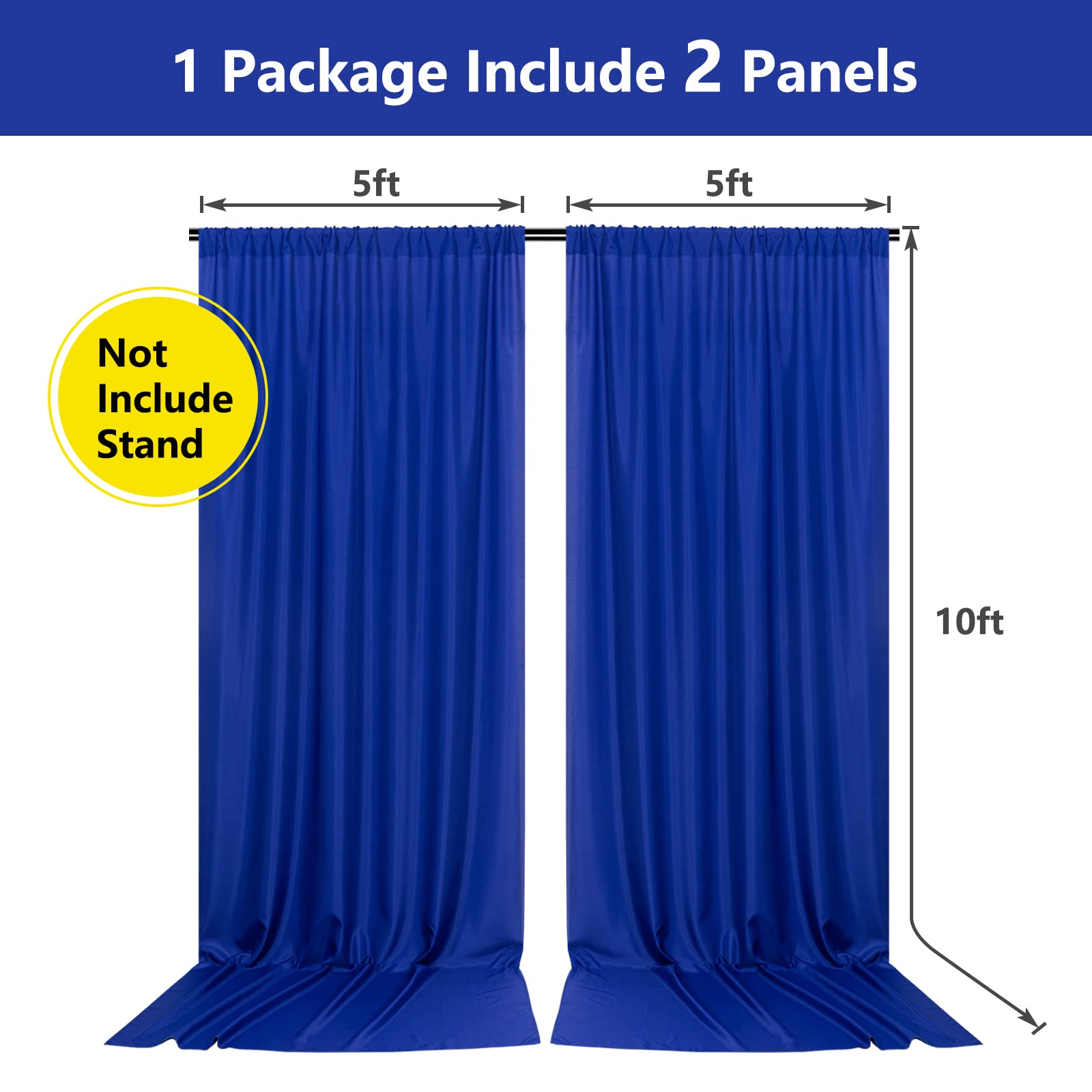 10Ft X 10Ft Royal Blue Backdrop Curtains For Party Stage Wedding Ceremony Light Filtering Curtains Photography Backdrop For Baby