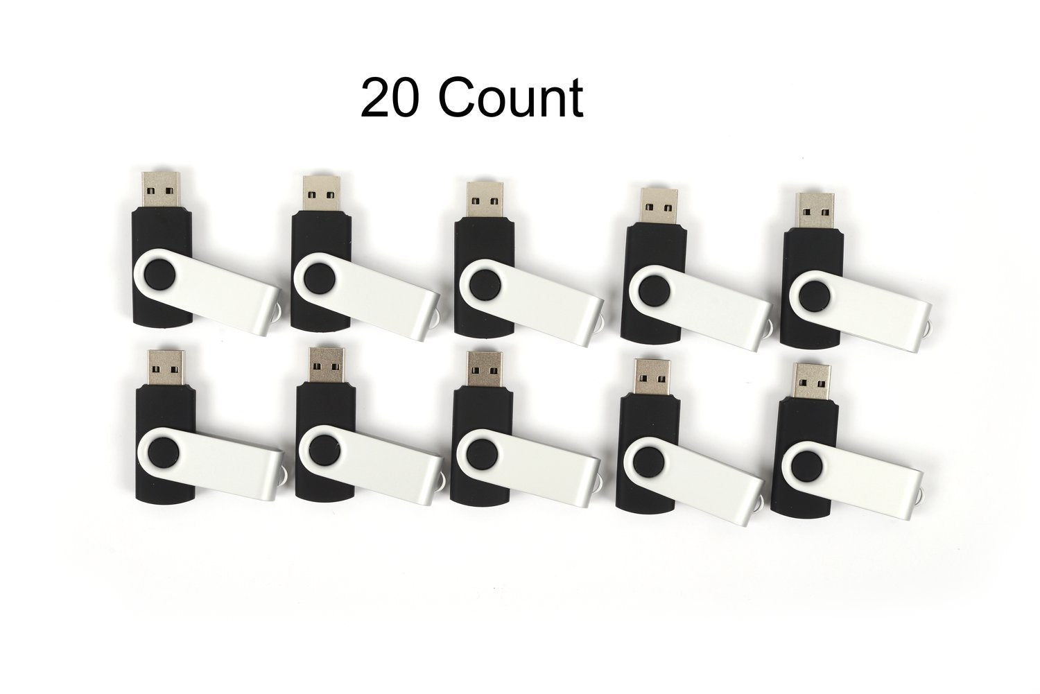20 128Mb Flash Drive   Bulk Pack   Usb 128 Mb 2.0 Swivel Design Black