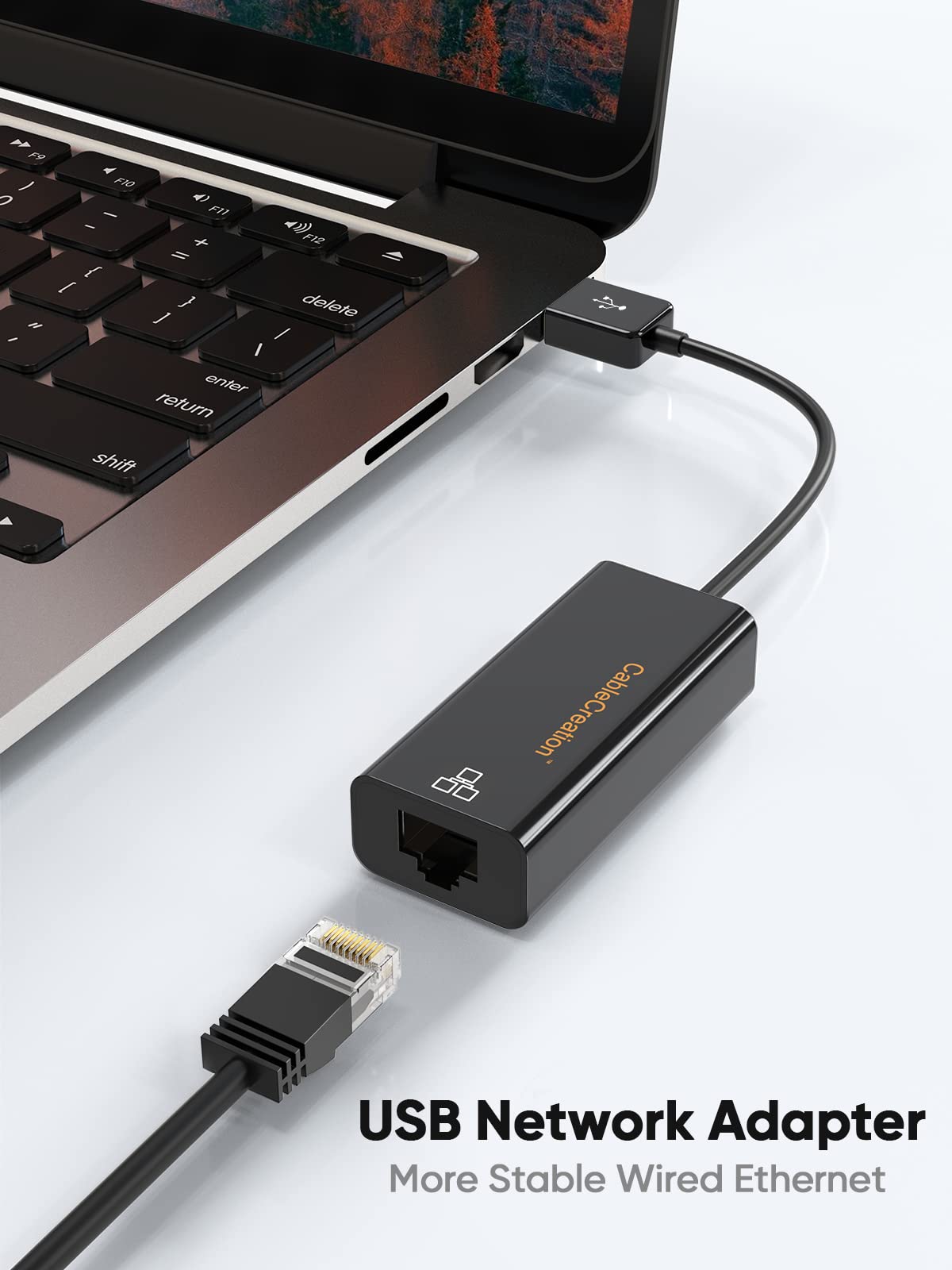 Cablecreation Usb To Network Adapter, Usb 2.0 To 10/100 Rj45 Ethernet Lan Cable Compatible With Windows 10/8.8/8/ 7, Macos X, Bl