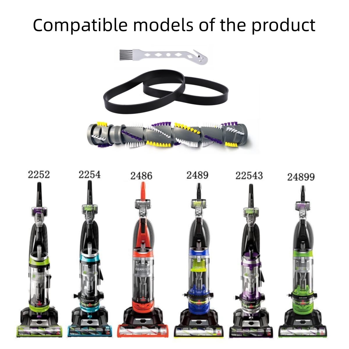 Vacuum Cleaner Brush Roll Belt Replacement Part Compatible With Bieesll Cleanview Swivel Pet Crosswave 2252 2254 2489 22543 2489