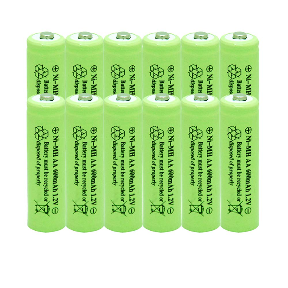 Gsuiveer 1.2V Aa Nimh 600Mah Rechargeable Battery For Outdoor Solar Lights Garden Lamp (12 Pack)