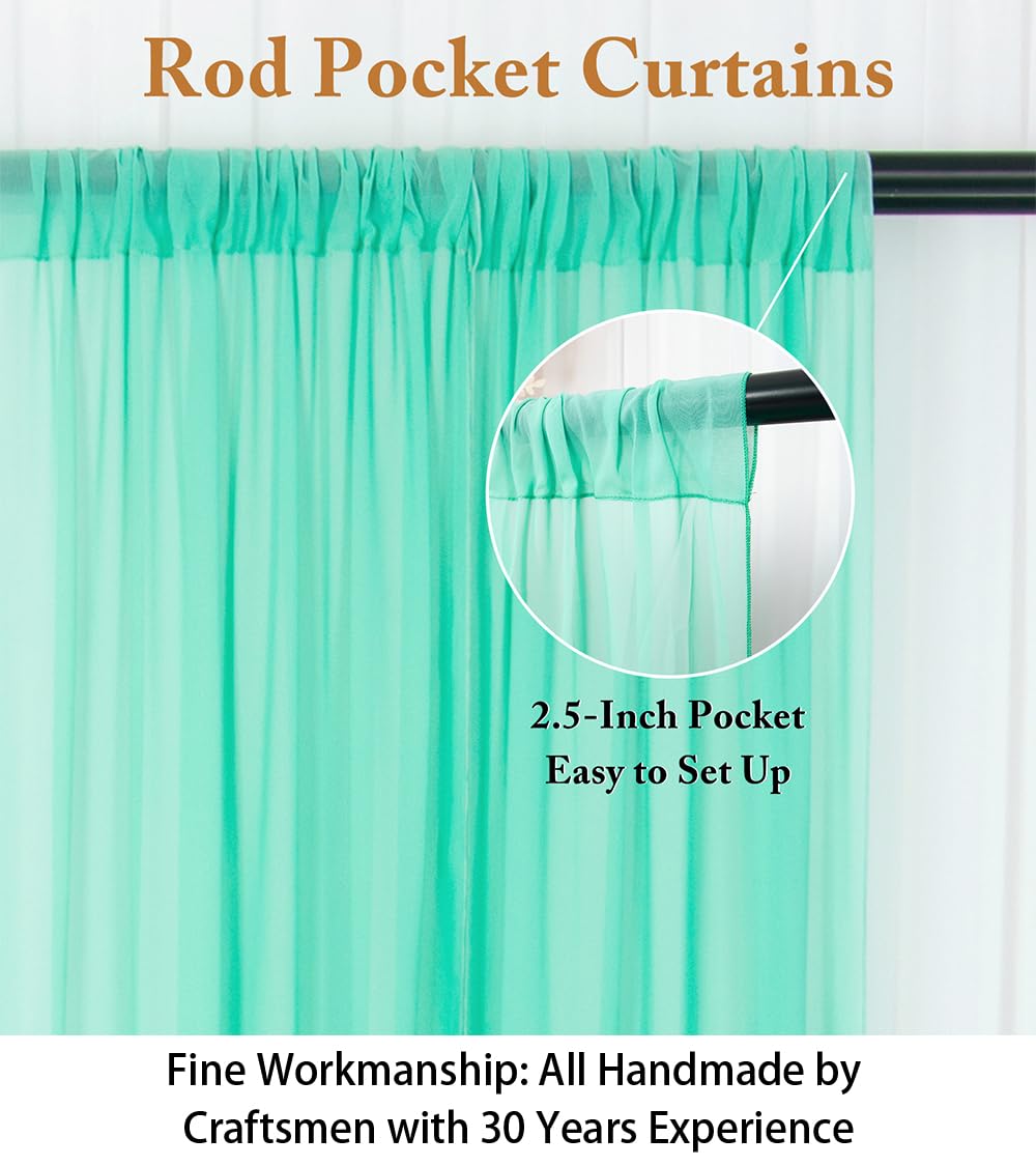 Shinybeauty Chiffon Backdrop Curtain 2 Panels 29''X84'' Mint Living Room Curtains Blackout Voile Sheer Curtains Tulle Fabric Dra