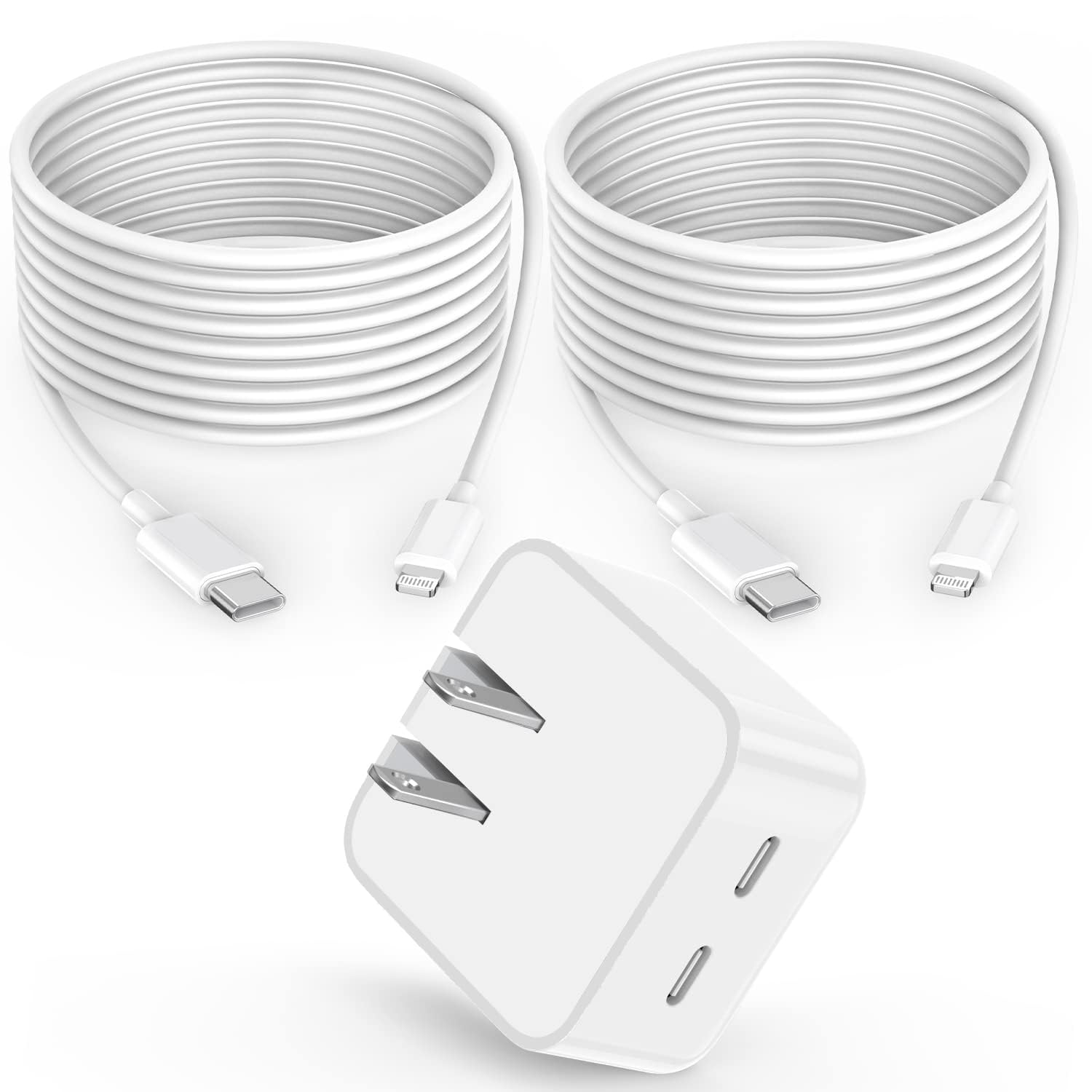 Iphone Charger Fast Charging, 40W Dual Usb C Wall Charger Apple Mfi Certified Dual Usb C Port Power Adapter With 2Pack 6Ft Usb C To Lightning Cable For Iphone 14 Plus/13/12/11/Xs/Xr/X/Ipad Wall Block