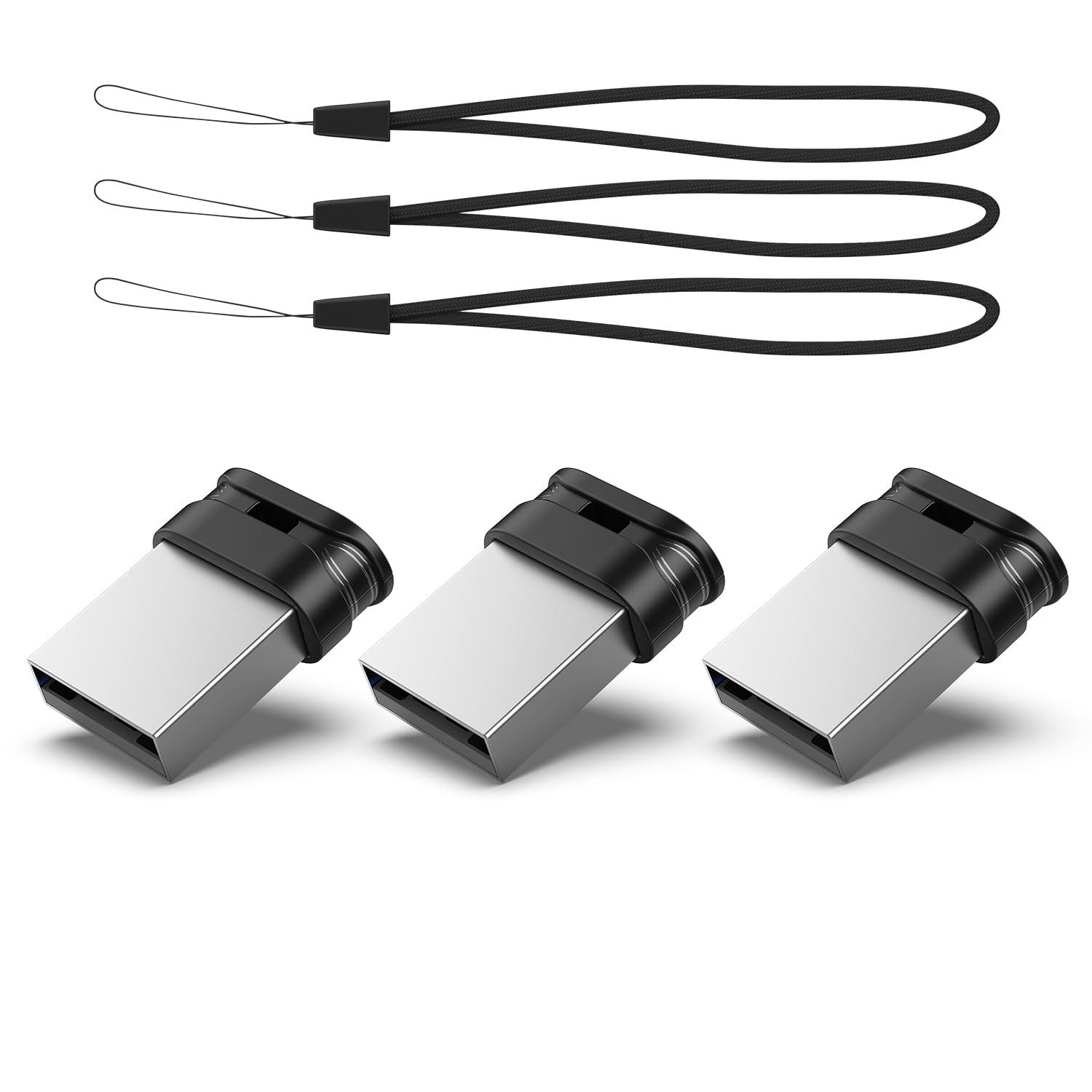 Raoyi 3 Pack 32Gb Usb Flash Drive, Usb 2.0 Mini Fit Memory Stick Ultra Slim Thumb Drive Jump Drive Zip Drive Pen Drive With Lanyard Black