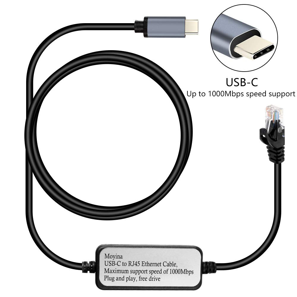 Moyina Usb C To Rj45 Gigabit Ethernet Cable For Macbook Thunderbolt 3/Type C, Windows, Chromebook, Surface Pro, Linux, Android Directly Connected To Switch, Router, Modem