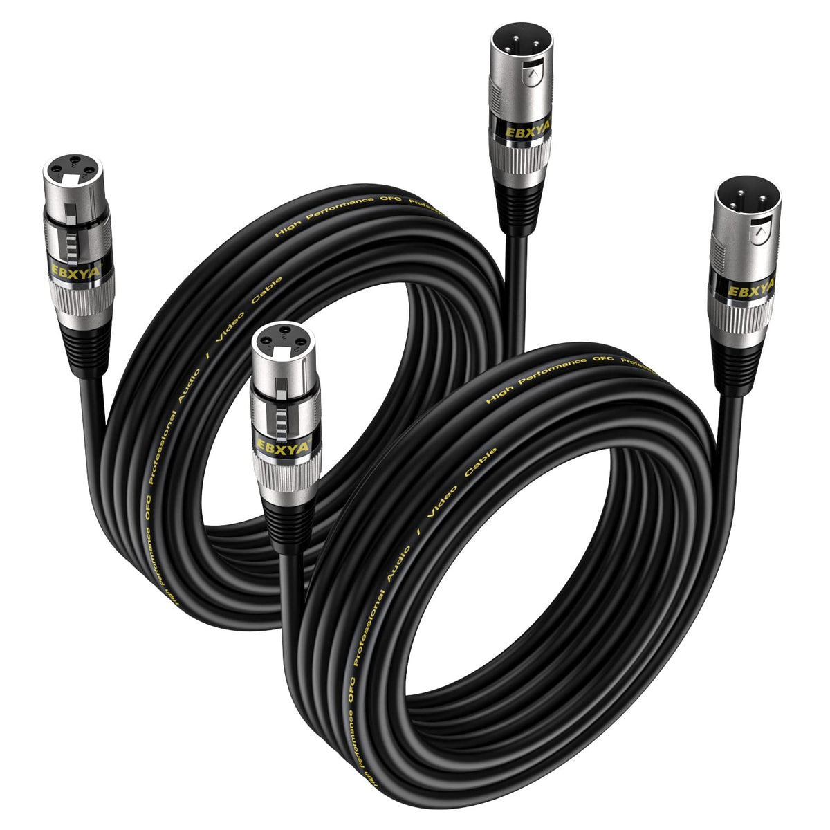 Ebxya Xlr Cables 15 Feet 2 Packs   Premium Balanced Microphone Cable With 3 Pin Xlr Male To Female Cable, Black
