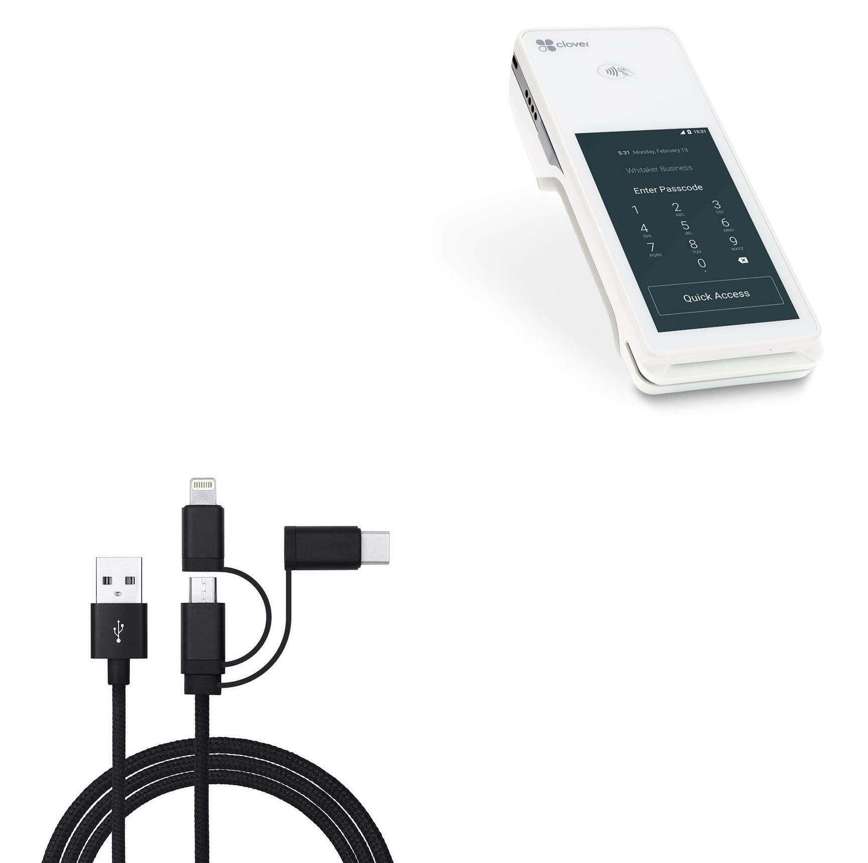 Boxwave Cable Compatible With Clover Flex   Allcharge 3 In 1 Cable For Clover Flex   Jet Black