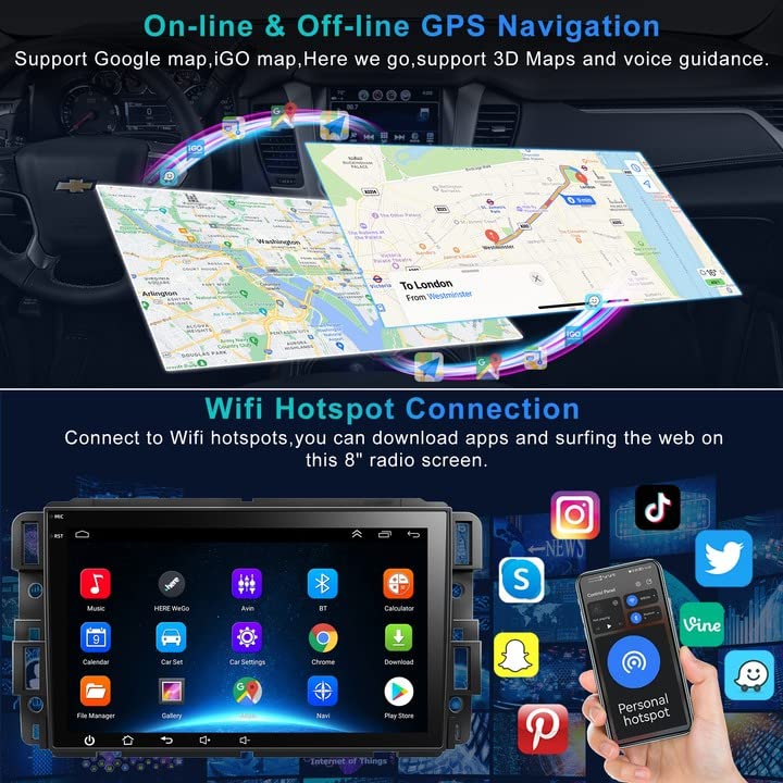 Car Stereo Android 12 For Chevrolet Chevy Silverado Gmc Sierra Buick Enclave Yukon, 8'' Ips Touch Screen Car Radio Build In Gps