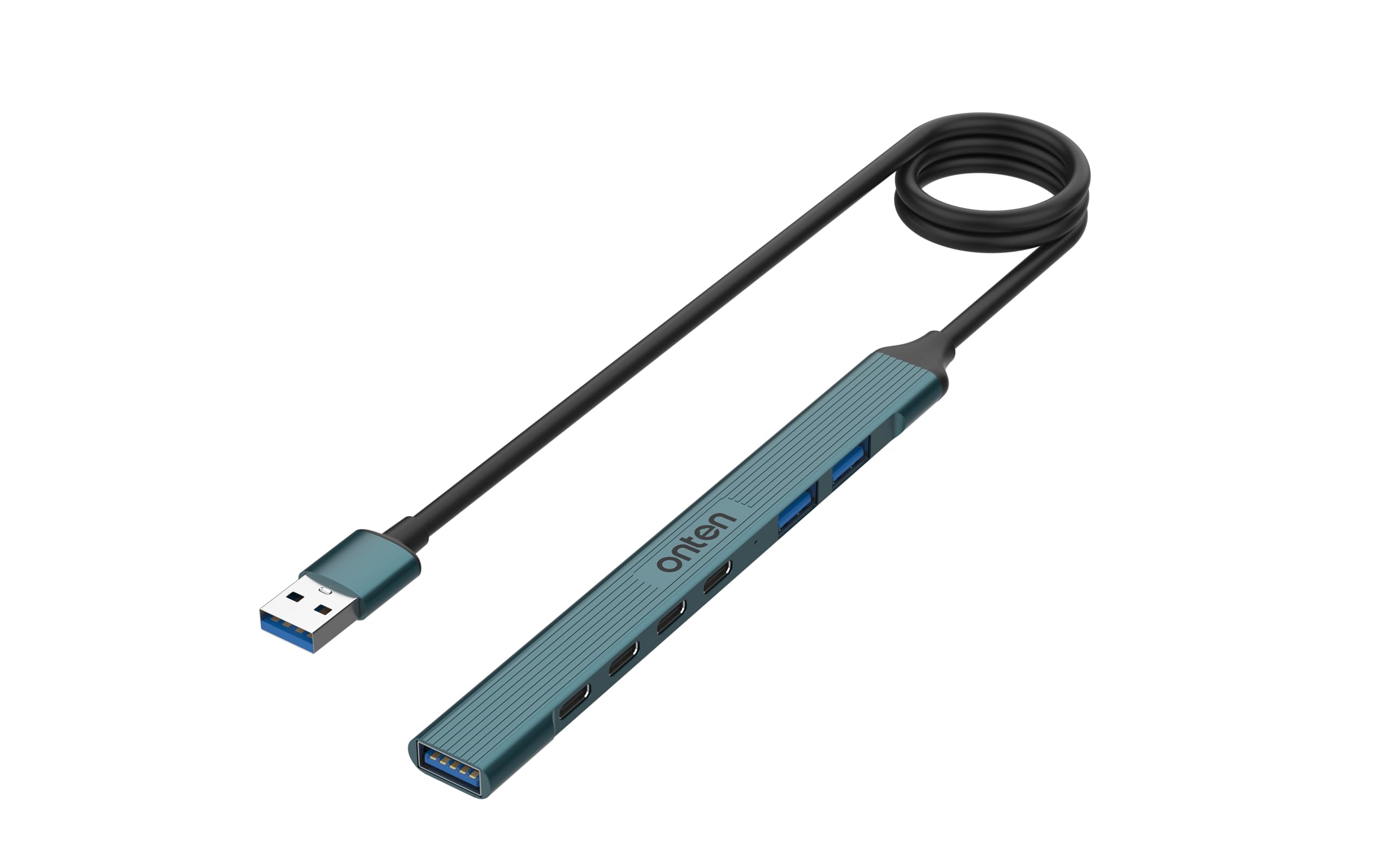ONTEN USB-C to USB Adapter & Hub with 7 ports, USB 3.0/2.0, for MacBook Pro and iMac 2021, USB-A Splitter