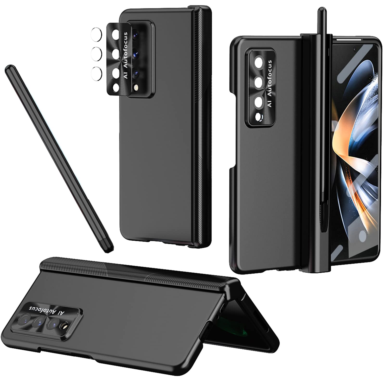 Ninki Compatible Samsung Galaxy Z Fold 4 5G Case With S Pen & 2 Hinge Protection,Magnetic Plating Protective Cover With Screen P