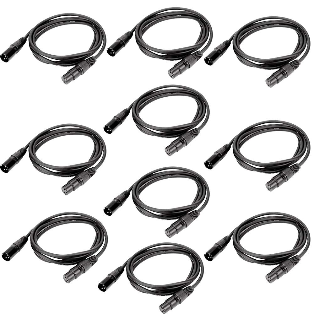 Worldlite 6.5Ft Dmx Cable, 10Pcs 2M Dmx Signal Cables Signal Wires, 3 Pin Xlr Male To Female Stage Light Cable With Metal Connec