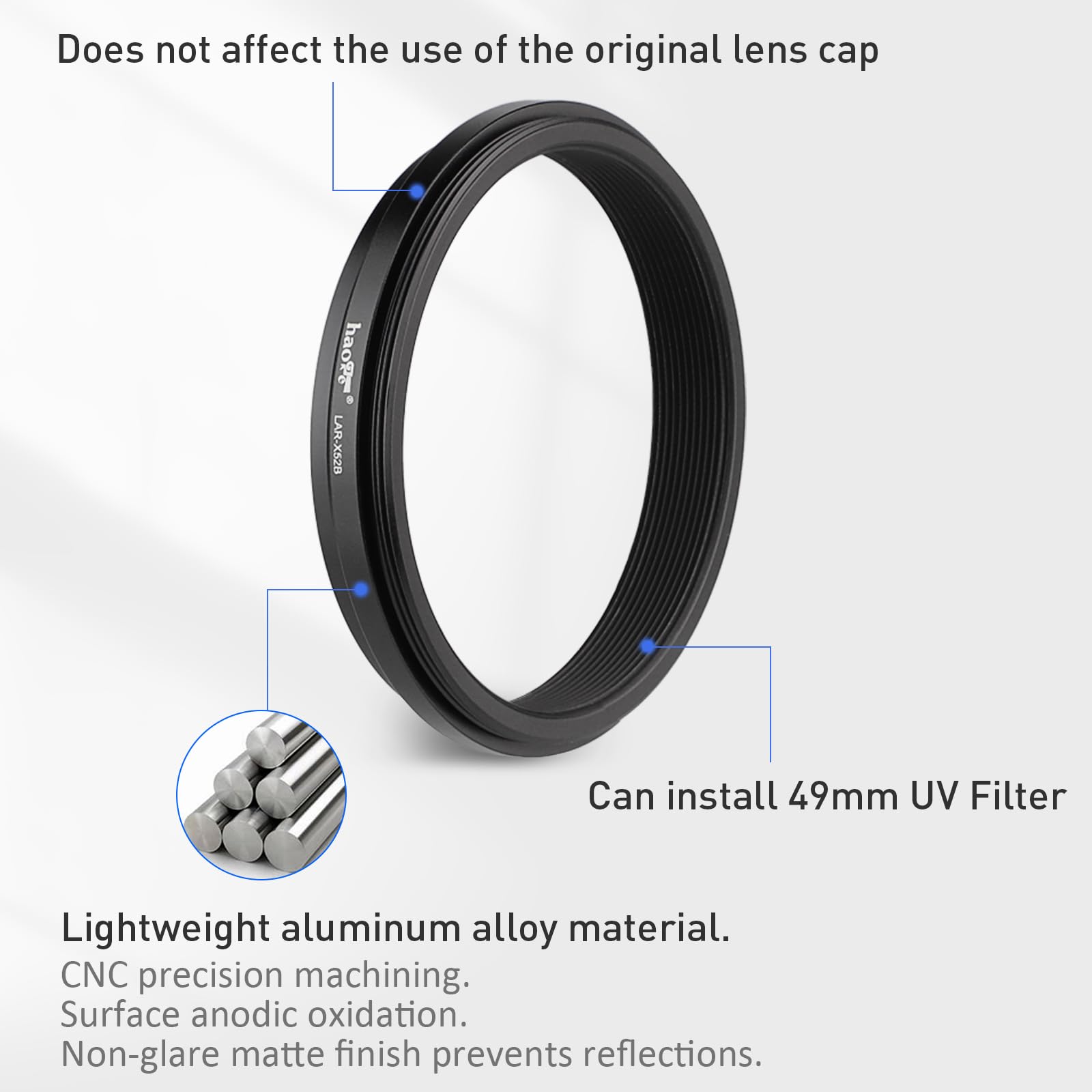 Haoge Lens Filter Adapter Ring For Fujifilm X100Vi Fuji Finepix X100V Camera Fit 49Mm Uv Cpl Nd Filter Lens Cap Replace Fujifilm Ar X100 Black