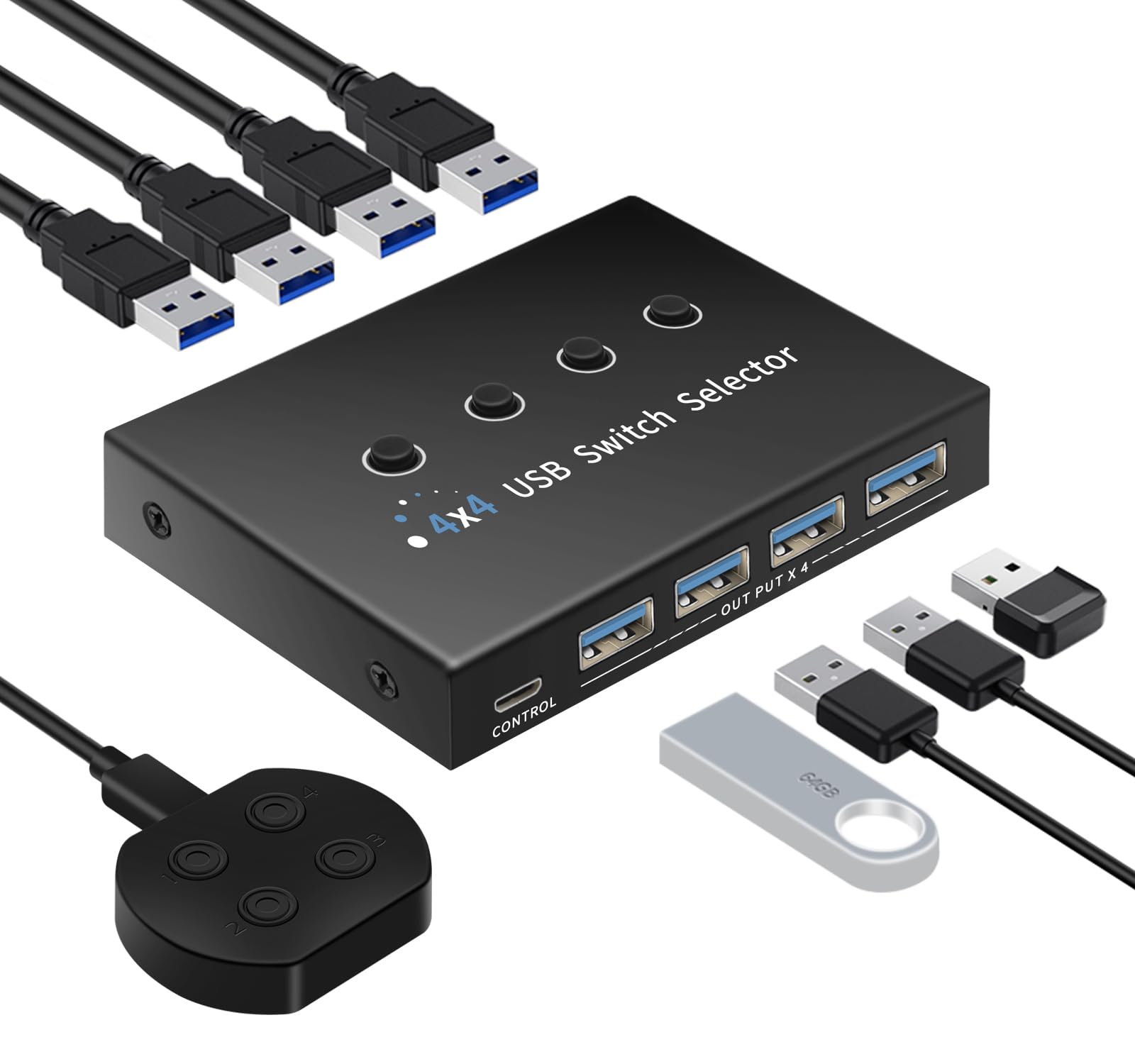 USB 3.0 Switch 4 Computers 3 Computers Keyboard Mouse Switch,4 Port USB Switch Selector Sharing 4 USB Devices,USB Switcher Compa