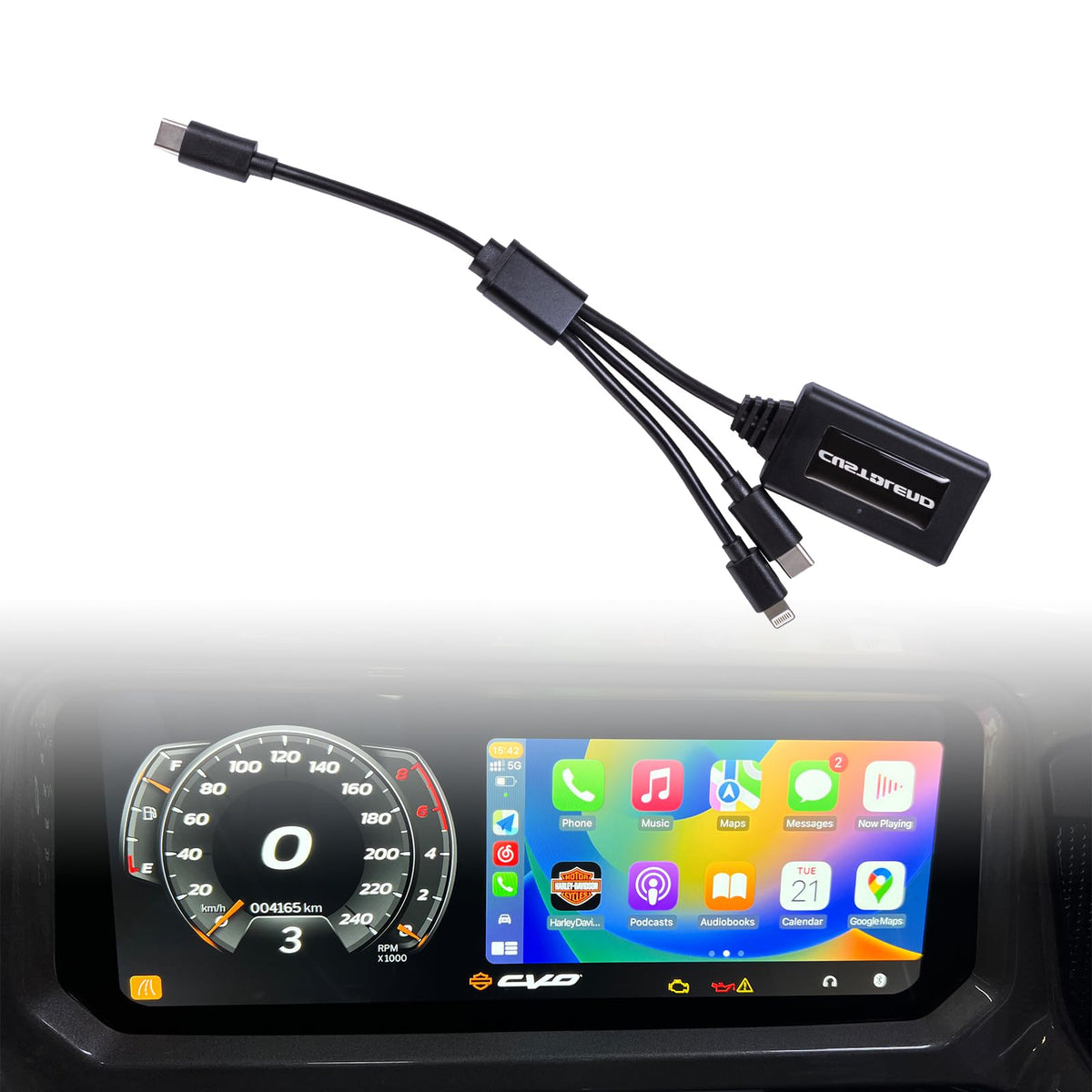 Motorcycle Wireless Carplay Adapter Compatible With Harley 121 Cvo Touring, 2023 Cvo 2025 Street Glide, Road Glide, Plug And Pla