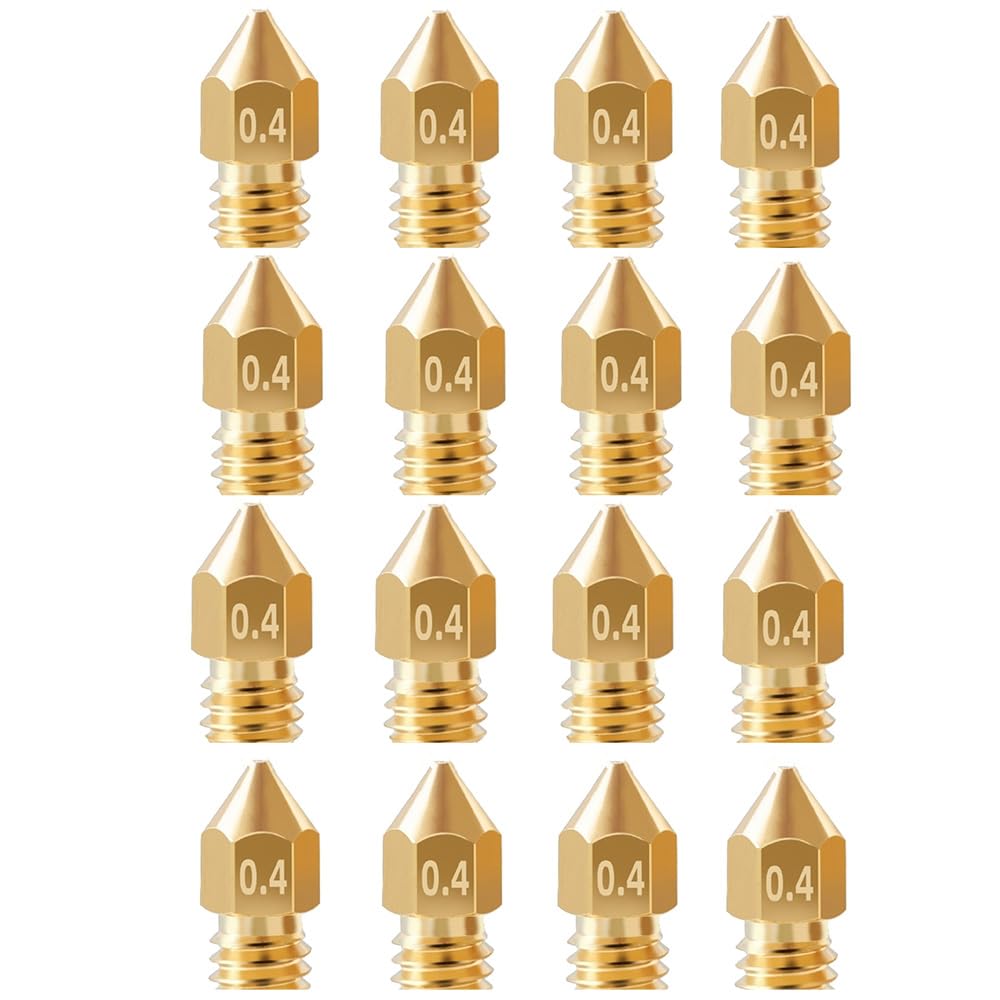 16Pcs Ender 3 Nozzles 0.4Mm, Mk8 Extruder Nozzles 0.4Mm Compatible For Creality Ender 3 V2/Ender 3 Pro/Ender 3 Max/Ender 5 Pro/E