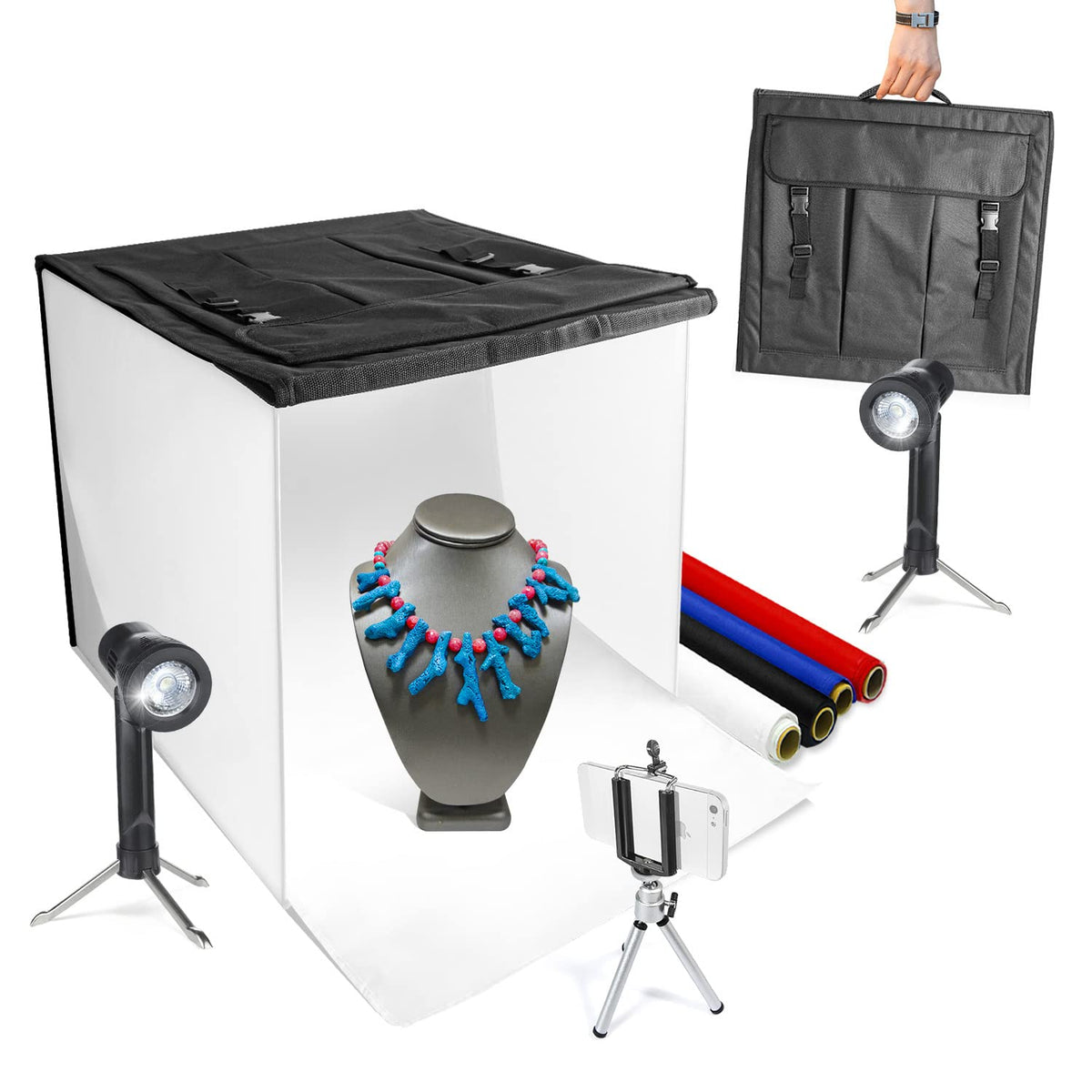 LimoStudio 16' x 16' Table Top Photography Studio LED Light Box, Photo Shooting Tent Kit with LED Lighting, Complete Tripod for Camera, AGG349