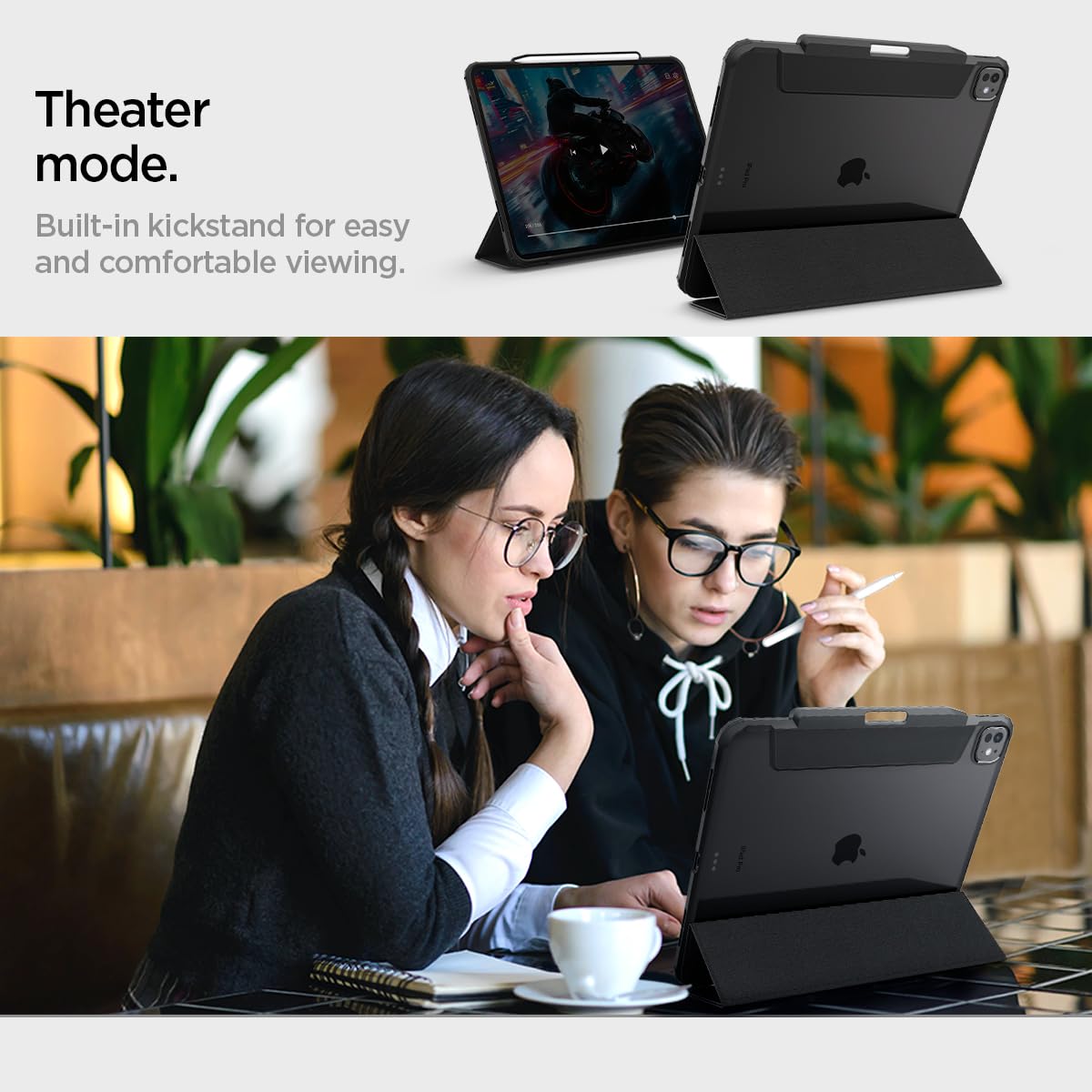 Spigen Ultra Hybrid Pro Designed For Ipad Pro 13 Inch Case M4 (2024) With Clear Transparent Back And Pencil Holder   Black