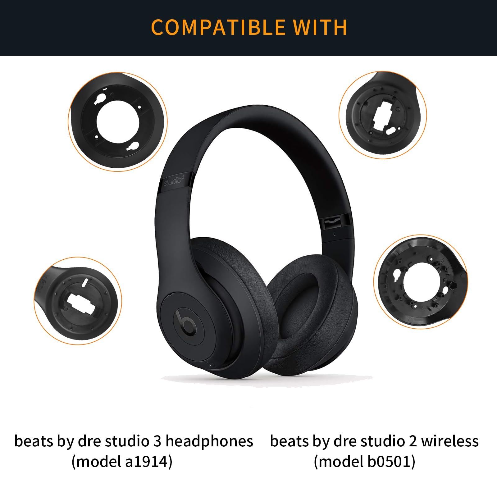 Knomix Housing Shell Including Left & Right Inside And Outside Panel Parts Accessories Replacement For Studio 3.0 Wired Wireless