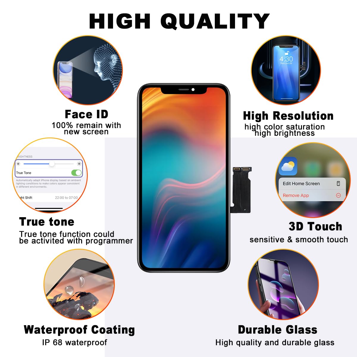 Simdog For Iphone Xr Screen Replacement Kit Cof Full Hd Lcd Display 6.1 Inch (Model A1984, A2105, A2106, A2108) 3D Touch Display