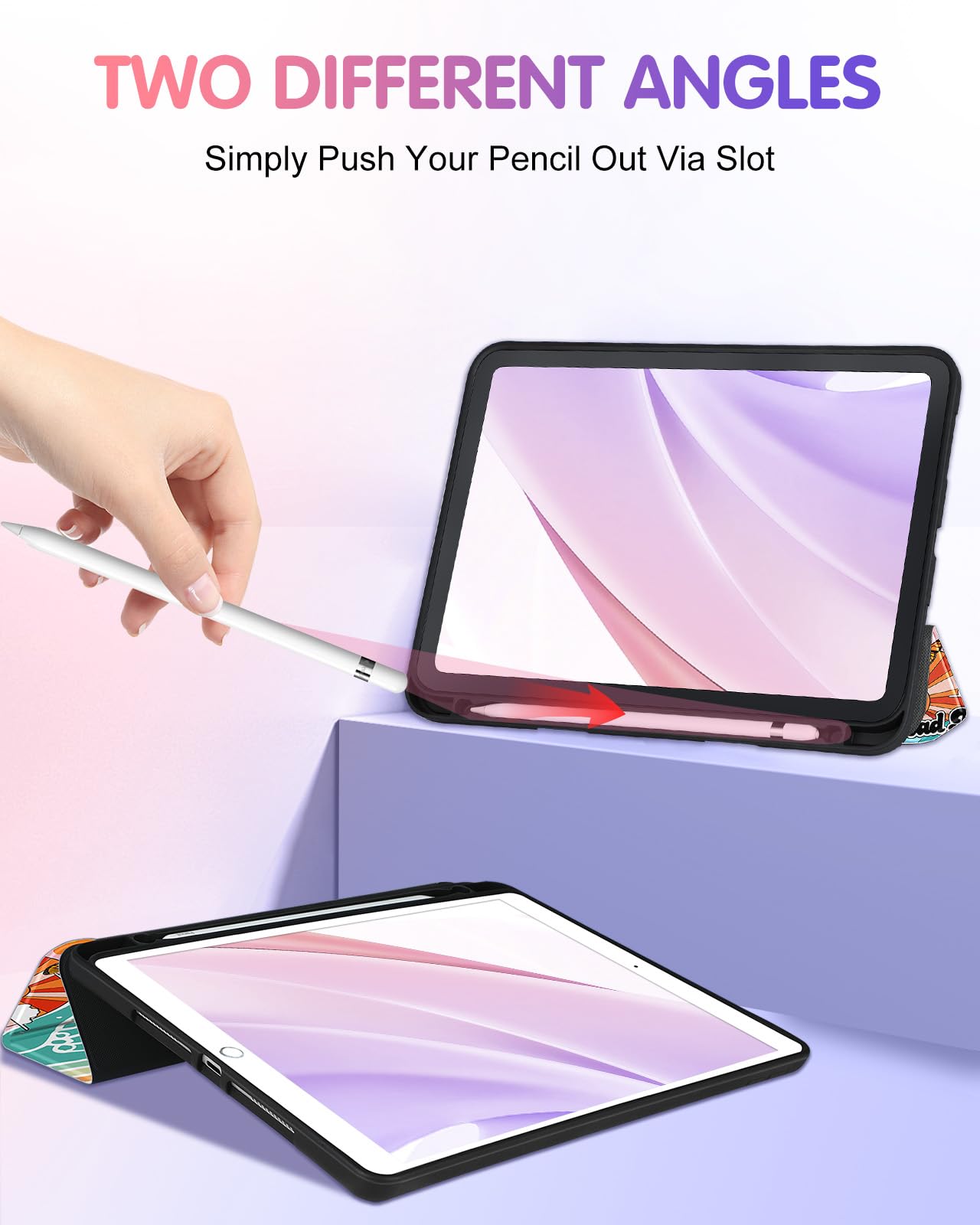 Uppuppy For Ipad 9Th/8Th/7Th Generation Case 10.2 Inch Girls Cute Kids Women Folio Smart Cover Pencil Holder Quote Aesthetic Des