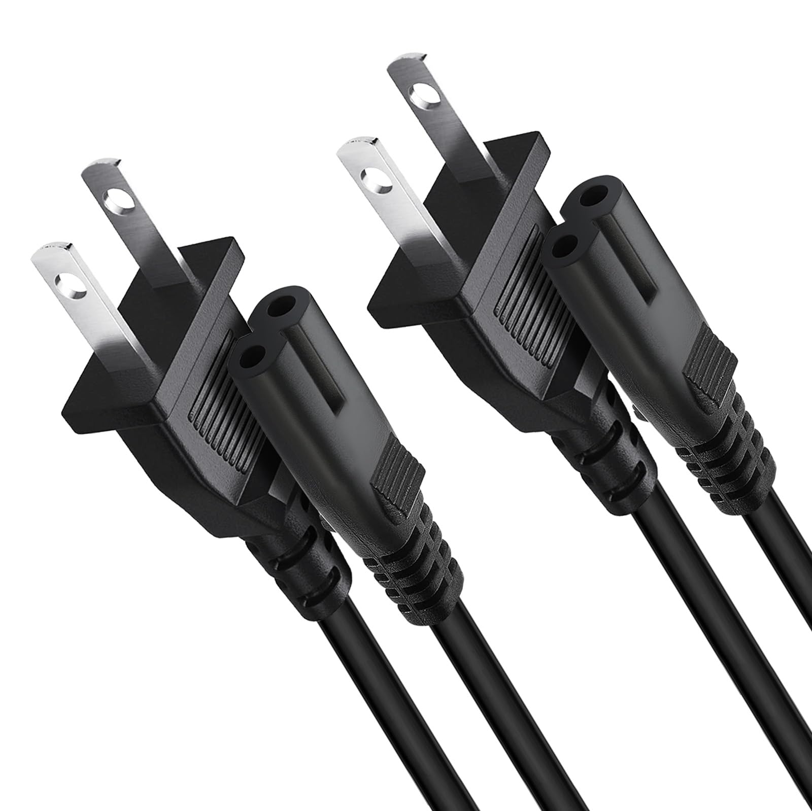 2 Pack 2 Prong Ac Tv Power Cord For Samsung Un40 Un43 Un49 Un50 Un55 Un60 Un65 Un70 Un75 Un78 Series Smart Tv 24 32 40 43 48 49 50 55 60 65 75 85 Inch, Ps4 Ps5 Ps3 Xbox One Power Cable Replacement 5Ft