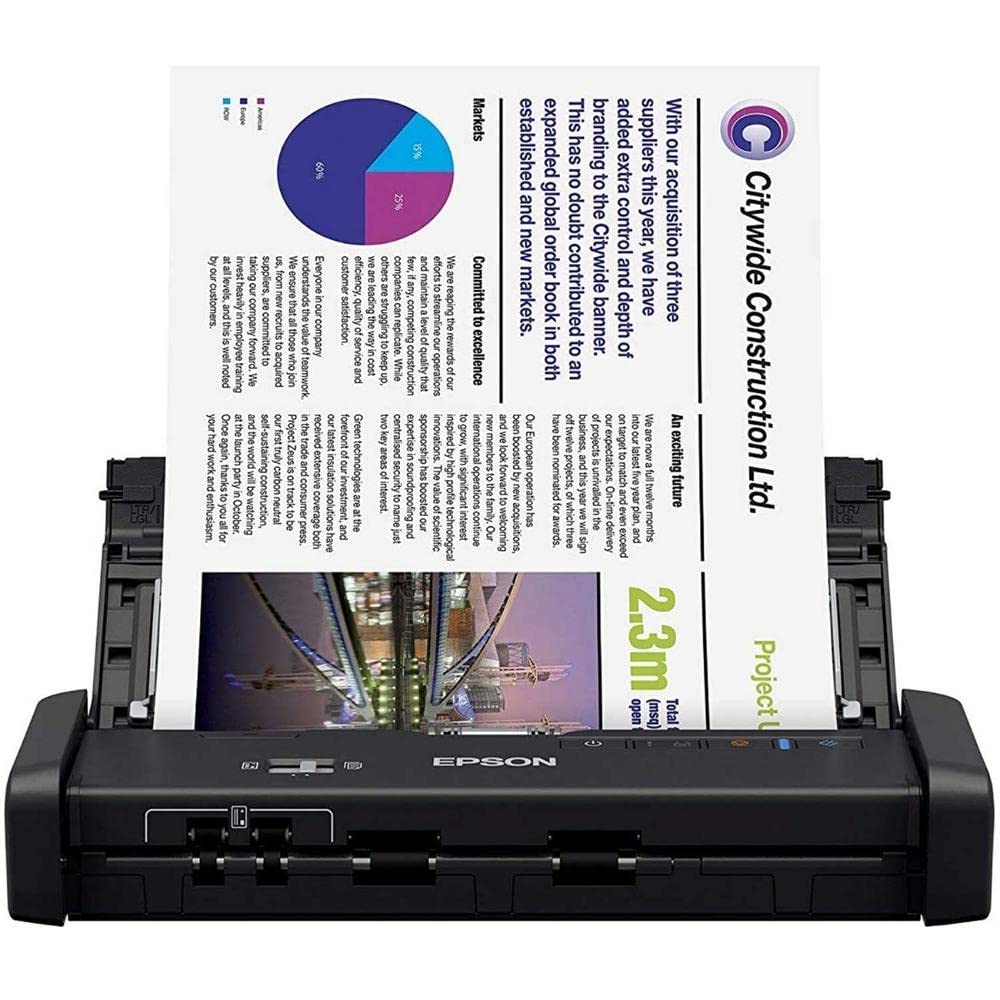 Epson DS-320 Mobile Scanner with ADF: 25ppm, TWAIN & ISIS Drivers, 3-Year Warranty