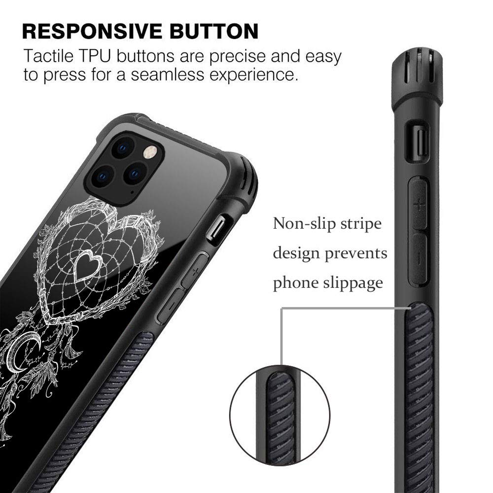 ZHEGAILIAN iPhone 13 Pro Max Phone Case Heart Shaped Organic Glass Anti-Scratch Love Dream Catcher
