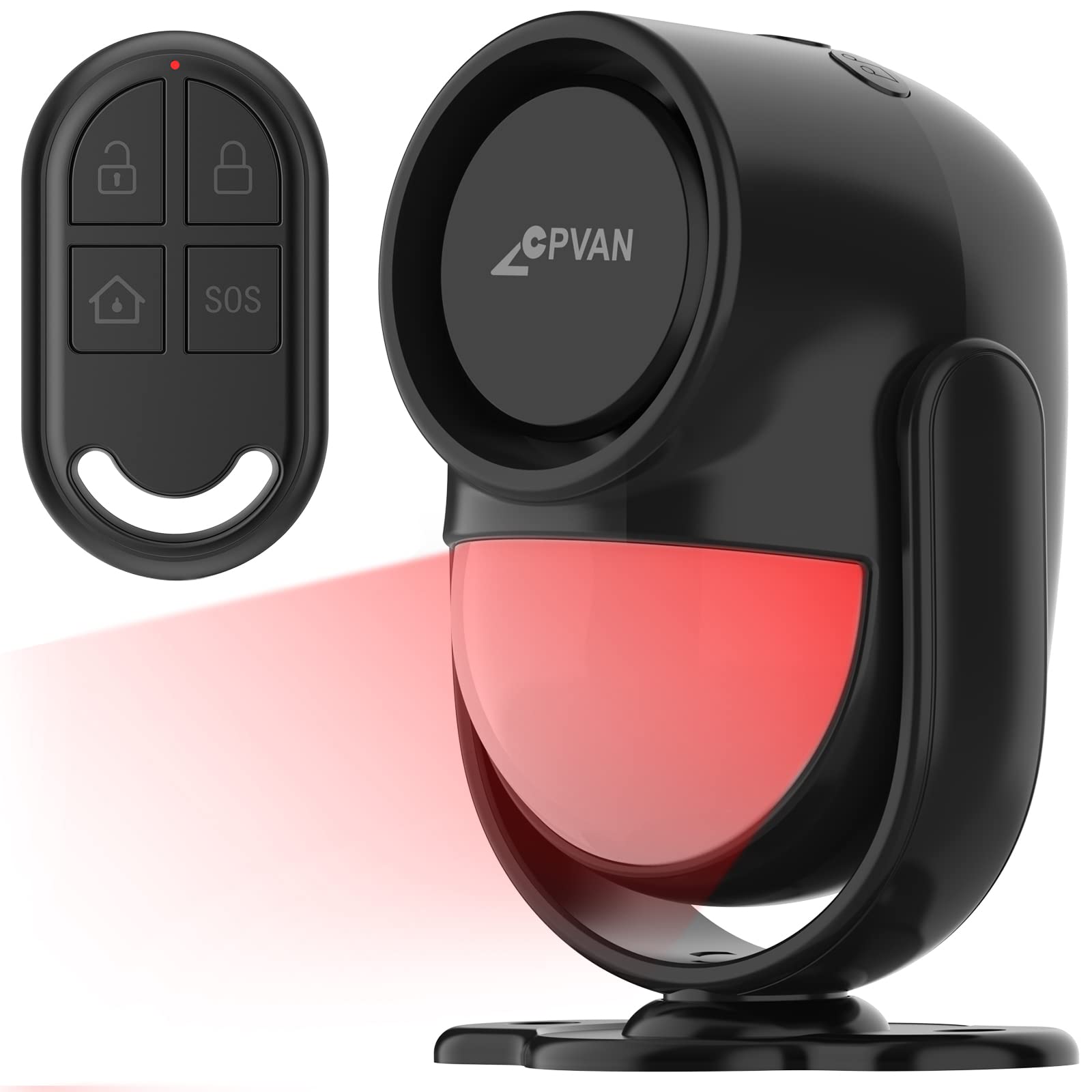 Cpvan Motion Sensor Alarm With 328Ft Remote Control, Indoor Wireless Infrared Security Motion Detector With Siren (125Db, 40Ft P