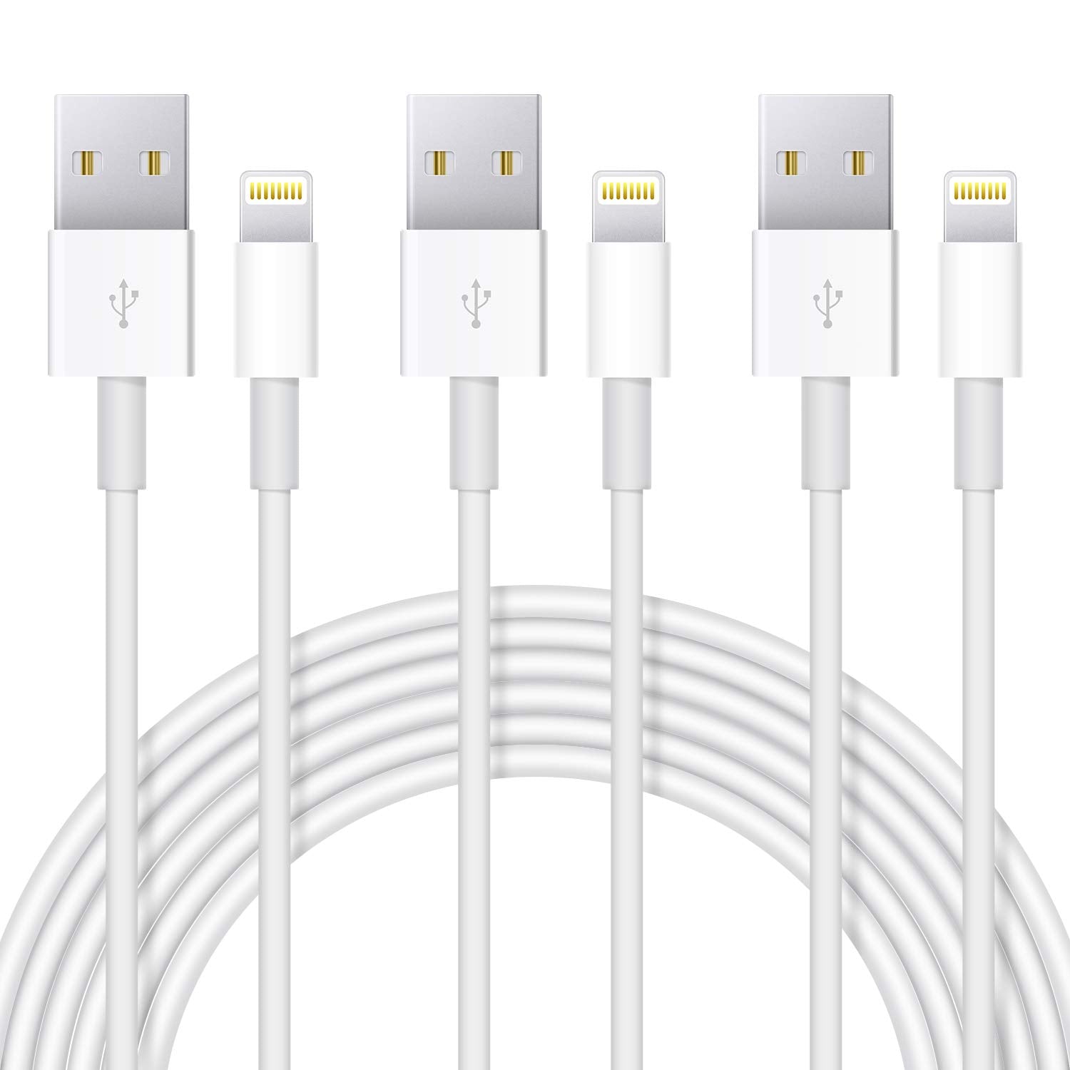Uzento For Iphone Charger Cord,3 Pack Original Usb To Lightning Cable Apple Mfi Certified 3Ft, Fast Iphone Charging Cord For Iphone 11/11Pro/11Max/ X/Xs/Xr/Xs Max/8/7/6/5S/Se