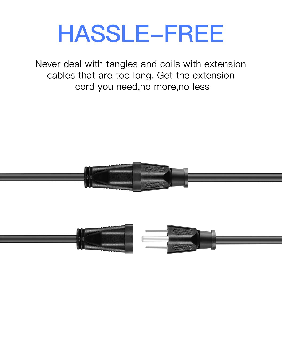 Kmc Power Extension Cord 10 Pack, Outlet Saver, 16Awg 3 Prong, 1 Foot Cord