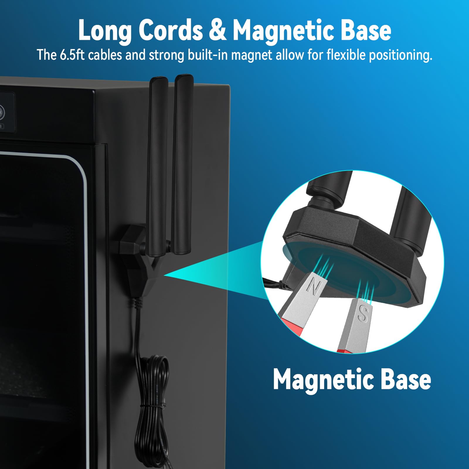 Eightwood Wifi 6E Tri Band Antenna 6Ghz 5Ghz 2.4Ghz Gaming Wifi Antenna Magnetic Base With 6.5Ft Extension Cable For Pc Desktop