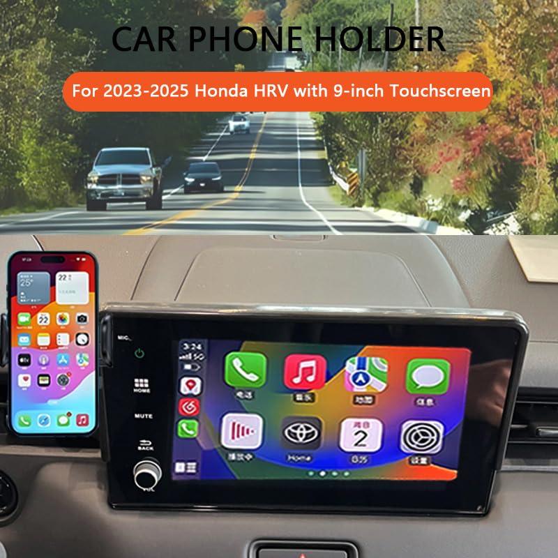 Juborre Car Phone Holder For 2023 2024 2025 Honda Hr-V Accessories,Phone Mount For Hrv With 9-Inch Screen,Hands-Free 360 Degree