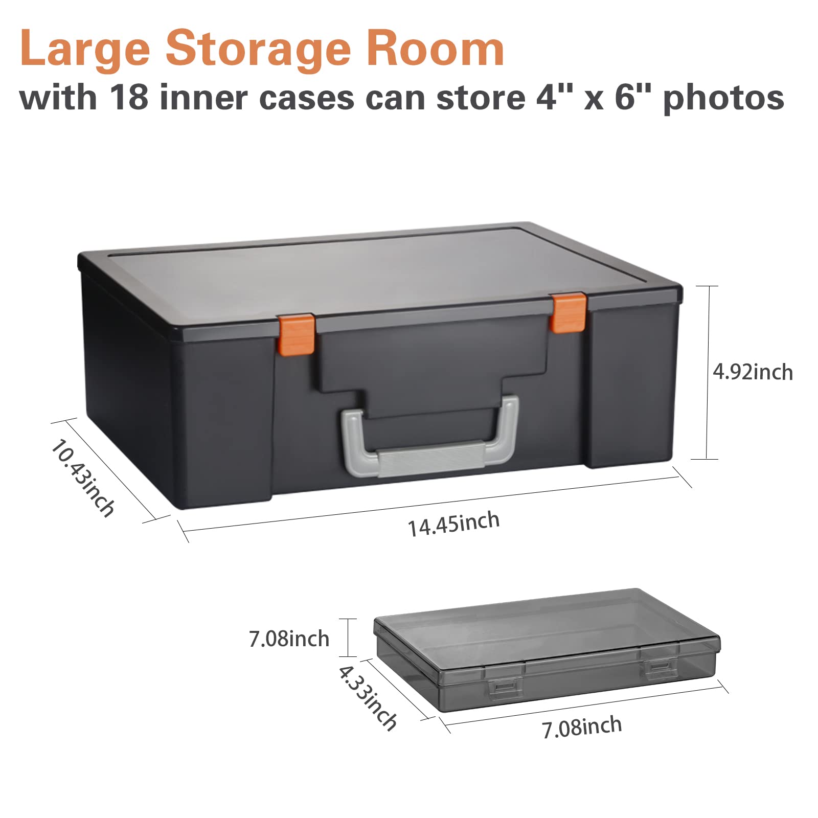 Photo Storage Box 4'' X 6'', 18 Inner Extra Large Photo Case Large Photo Organizer Acid Free Photo Box Storage Photo Keeper Phot