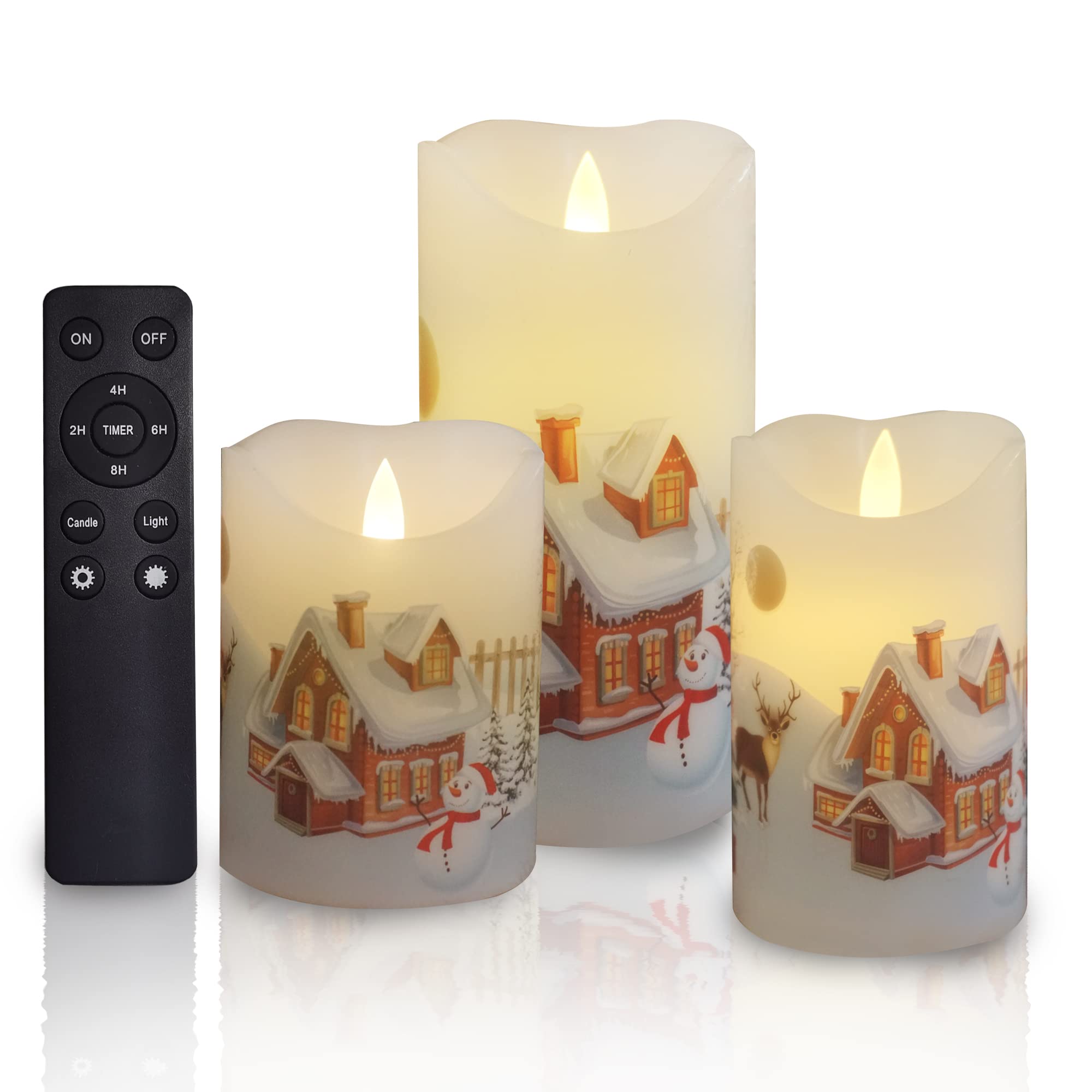 Candle Choice Christmas Flameless Candles With Remote Timer Real Wax Realistic Flickering Battery Operated Electric Led Pillars